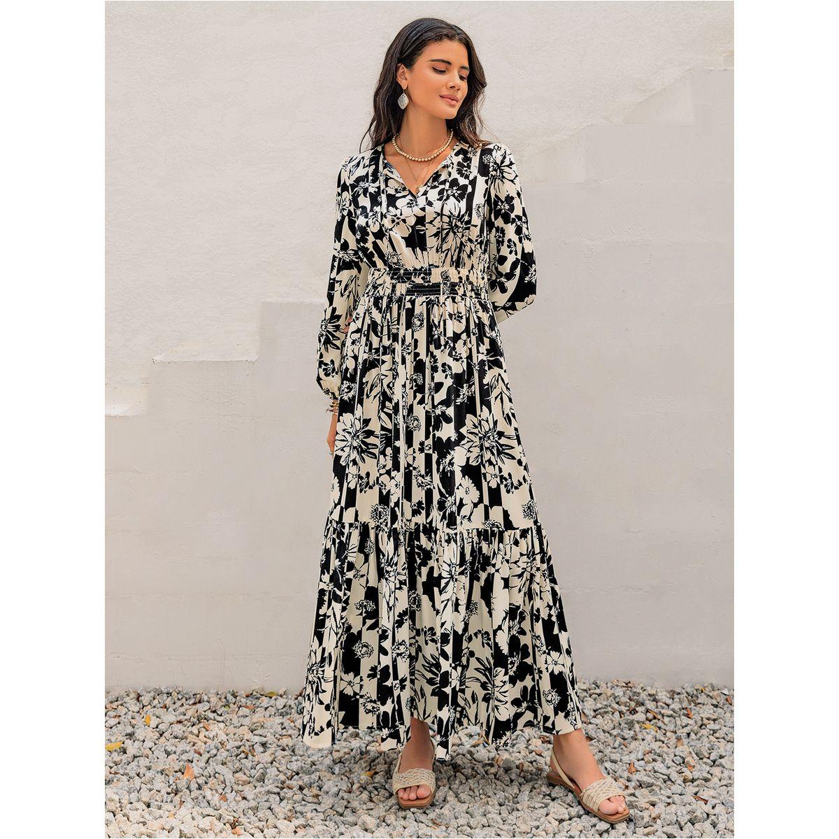 Russty Dustty X Styli Russty Dustty All-Over Print A-Line Maxi Dress with Tie-Up Neck-women-clothing-dresses-image-3
