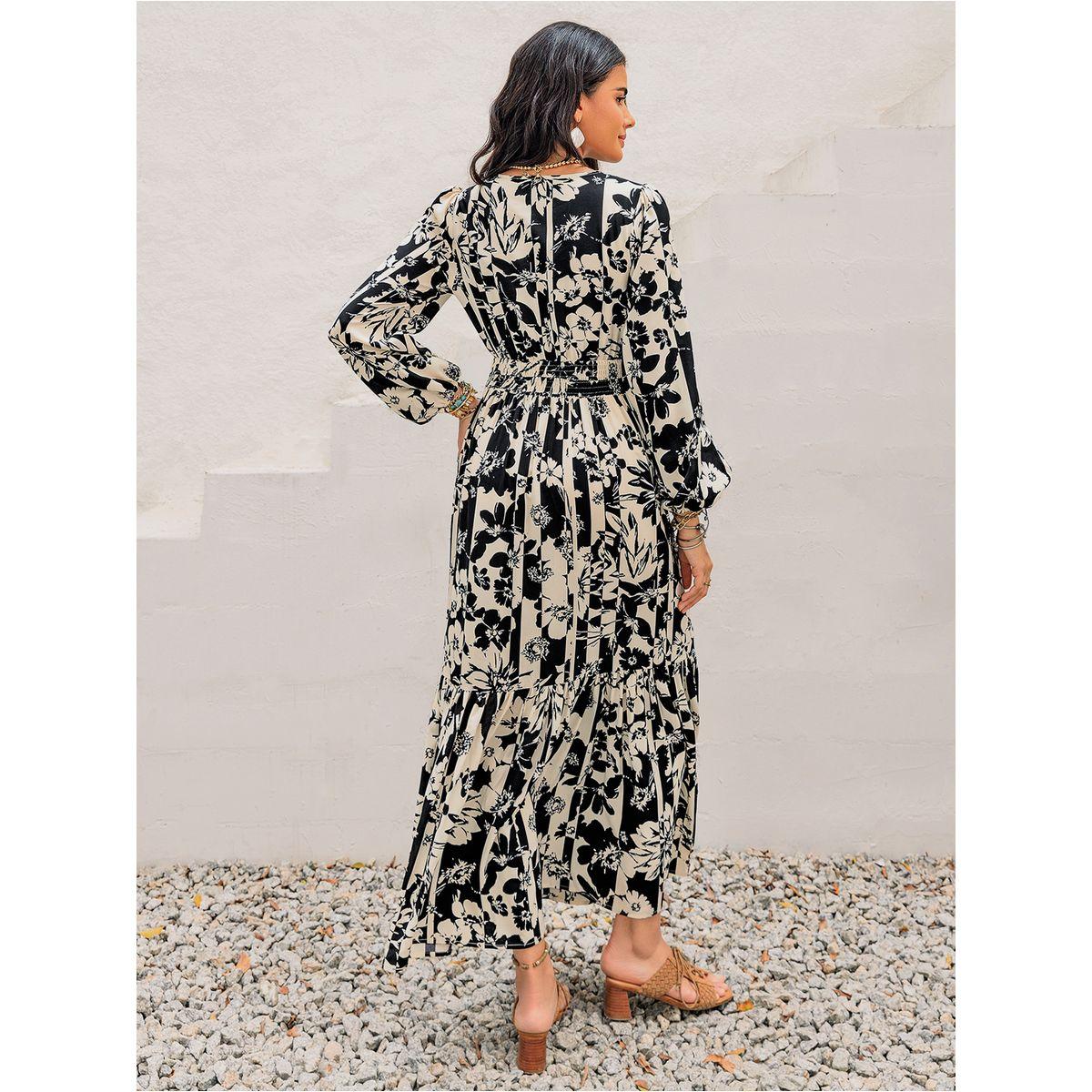 Russty Dustty X Styli Russty Dustty All-Over Print A-Line Maxi Dress with Tie-Up Neck-women-clothing-dresses-image-7