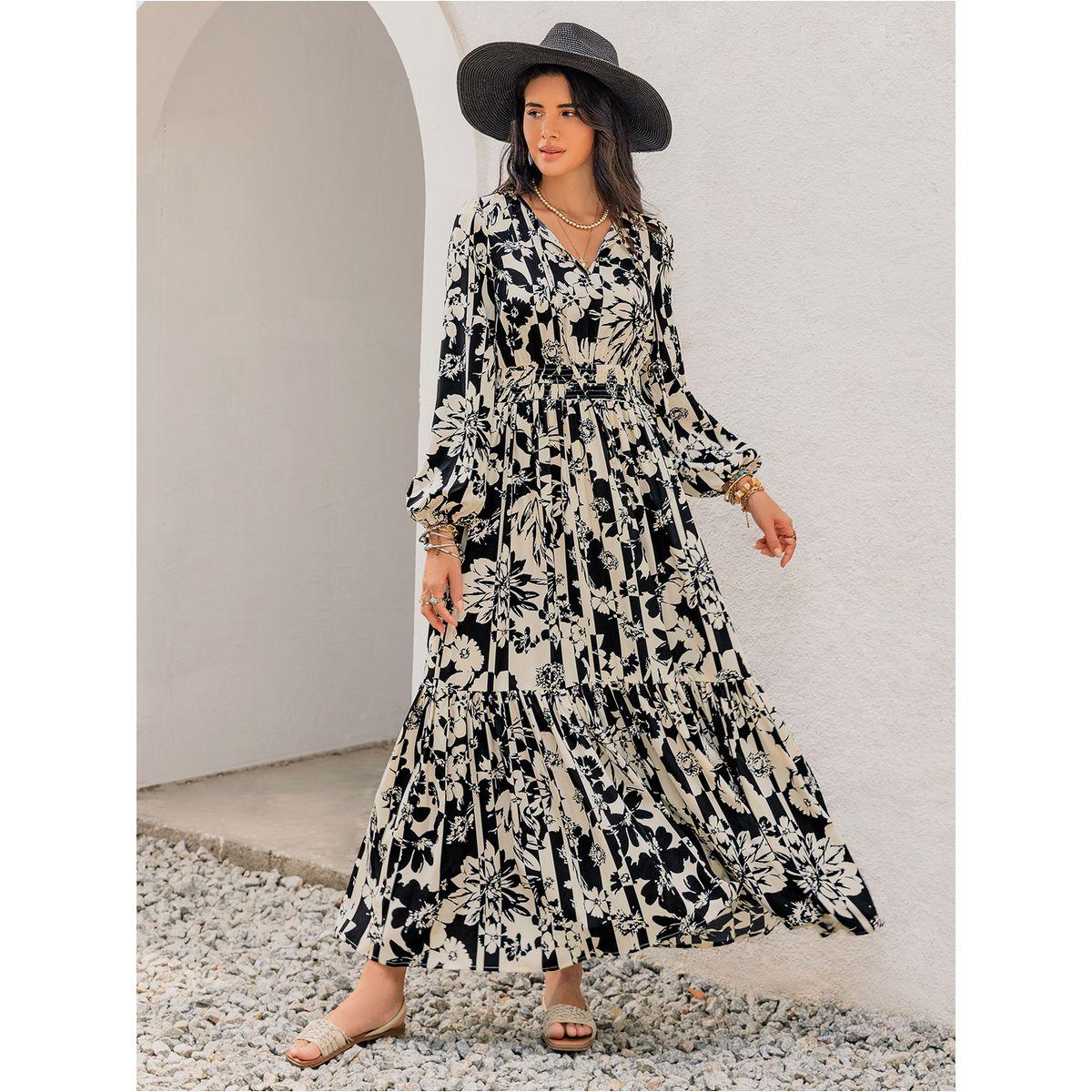 Russty Dustty X Styli Russty Dustty All-Over Print A-Line Maxi Dress with Tie-Up Neck-women-clothing-dresses-image-8