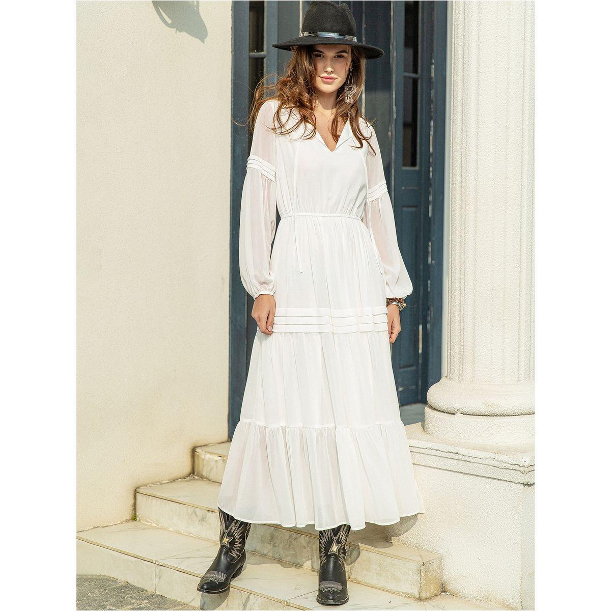 فستان طويل بحافة كشكش وياقة بأربطة رَستي دَستي × ستايلي-women-clothing-dresses-image-4