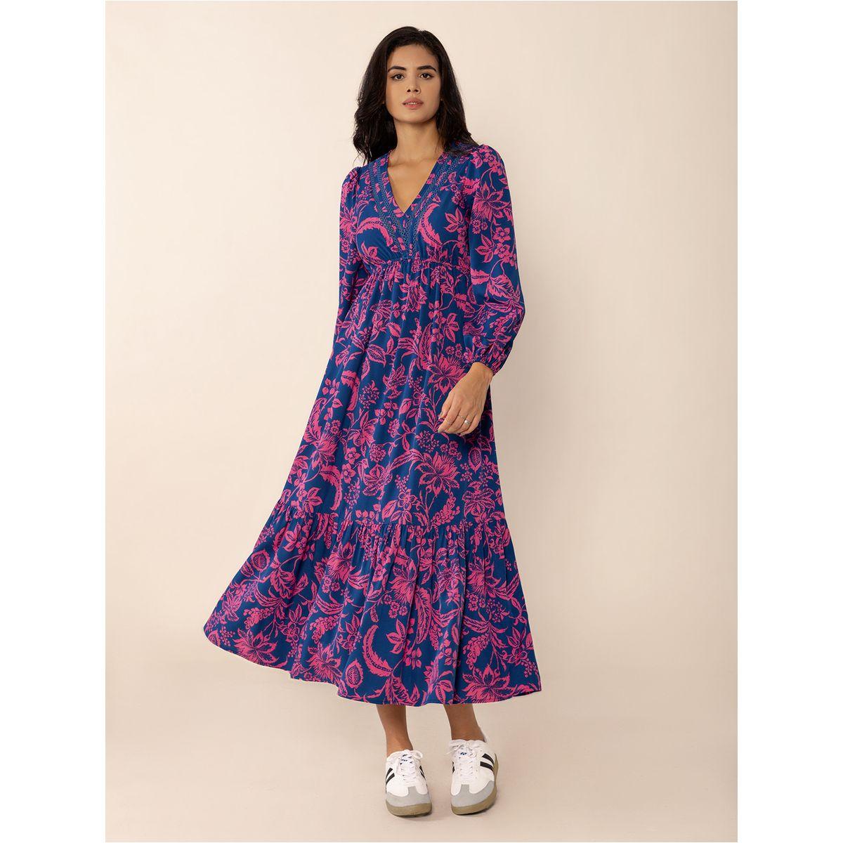 Russty Dustty X Styli Russty Dustty Floral Print V Neck A-Line Midi Dress-women-clothing-dresses-image-7