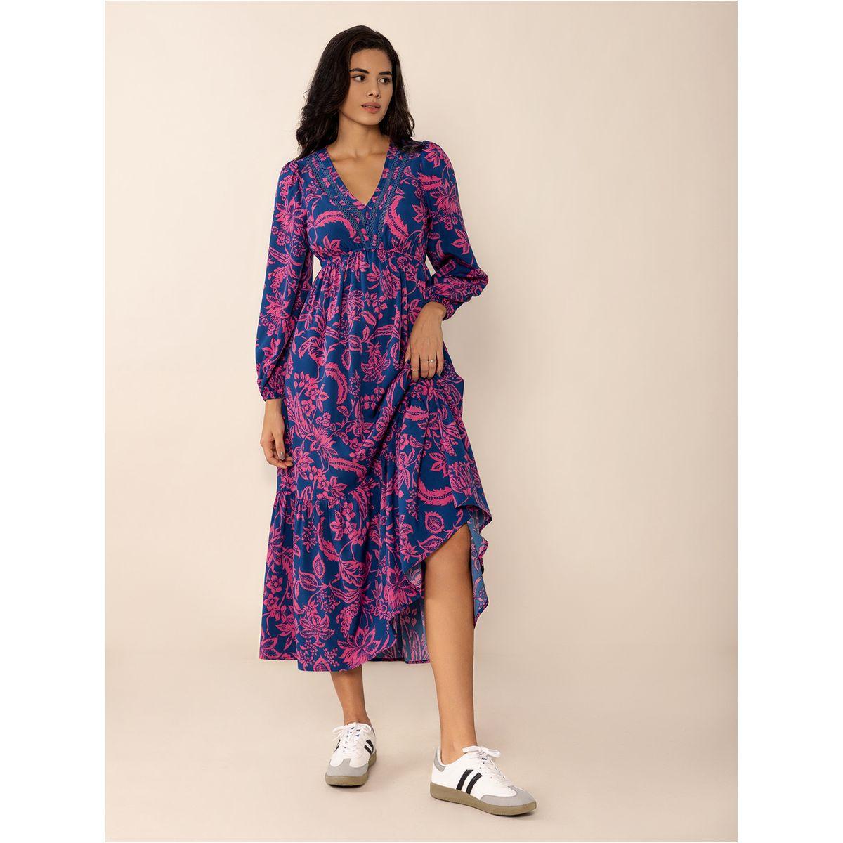 Russty Dustty X Styli Russty Dustty Floral Print V Neck A-Line Midi Dress-women-clothing-dresses-image-8