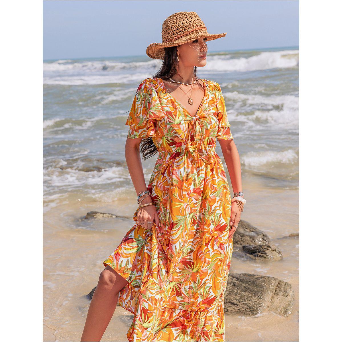 فستان طويل بحافة واسعة وطبعة زهور رَستي دَستي × ستايلي-women-clothing-dresses-image-4