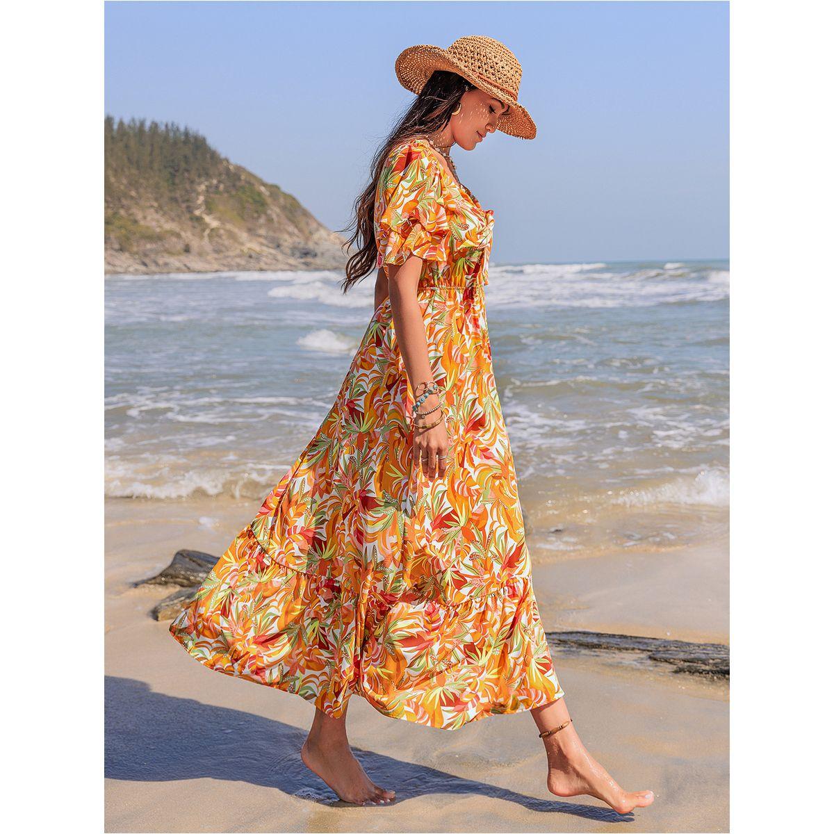 فستان طويل بحافة واسعة وطبعة زهور رَستي دَستي × ستايلي-women-clothing-dresses-image-5
