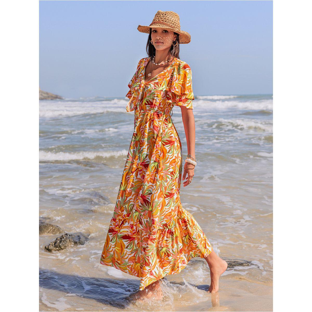 فستان طويل بحافة واسعة وطبعة زهور رَستي دَستي × ستايلي-women-clothing-dresses-image-6