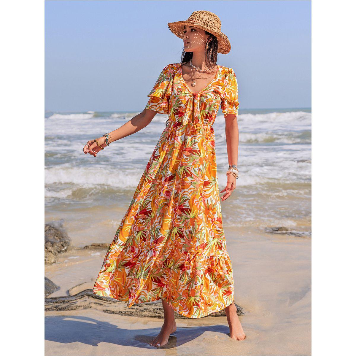 فستان طويل بحافة واسعة وطبعة زهور رَستي دَستي × ستايلي-women-clothing-dresses-image-7