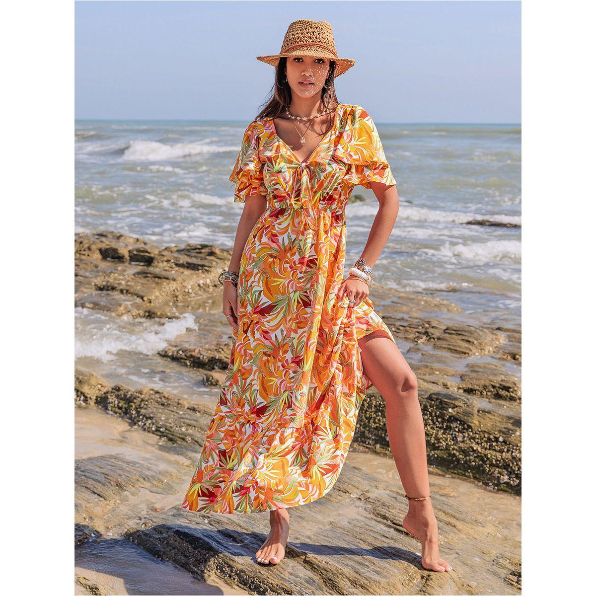 فستان طويل بحافة واسعة وطبعة زهور رَستي دَستي × ستايلي-women-clothing-dresses-image-8
