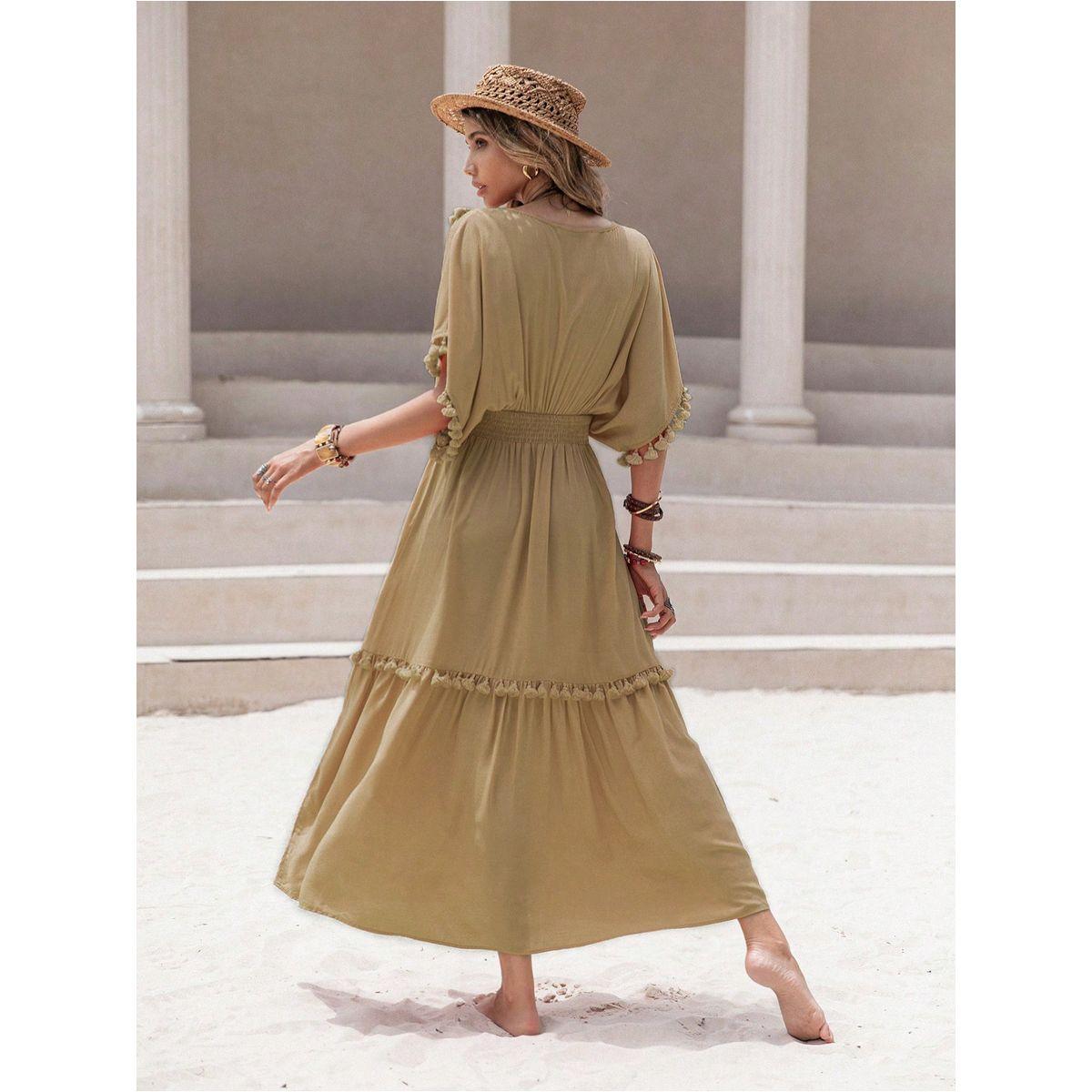 فستان ميدي مزين بشراشيب رَستي دَستي × ستايلي-women-clothing-dresses-image-2