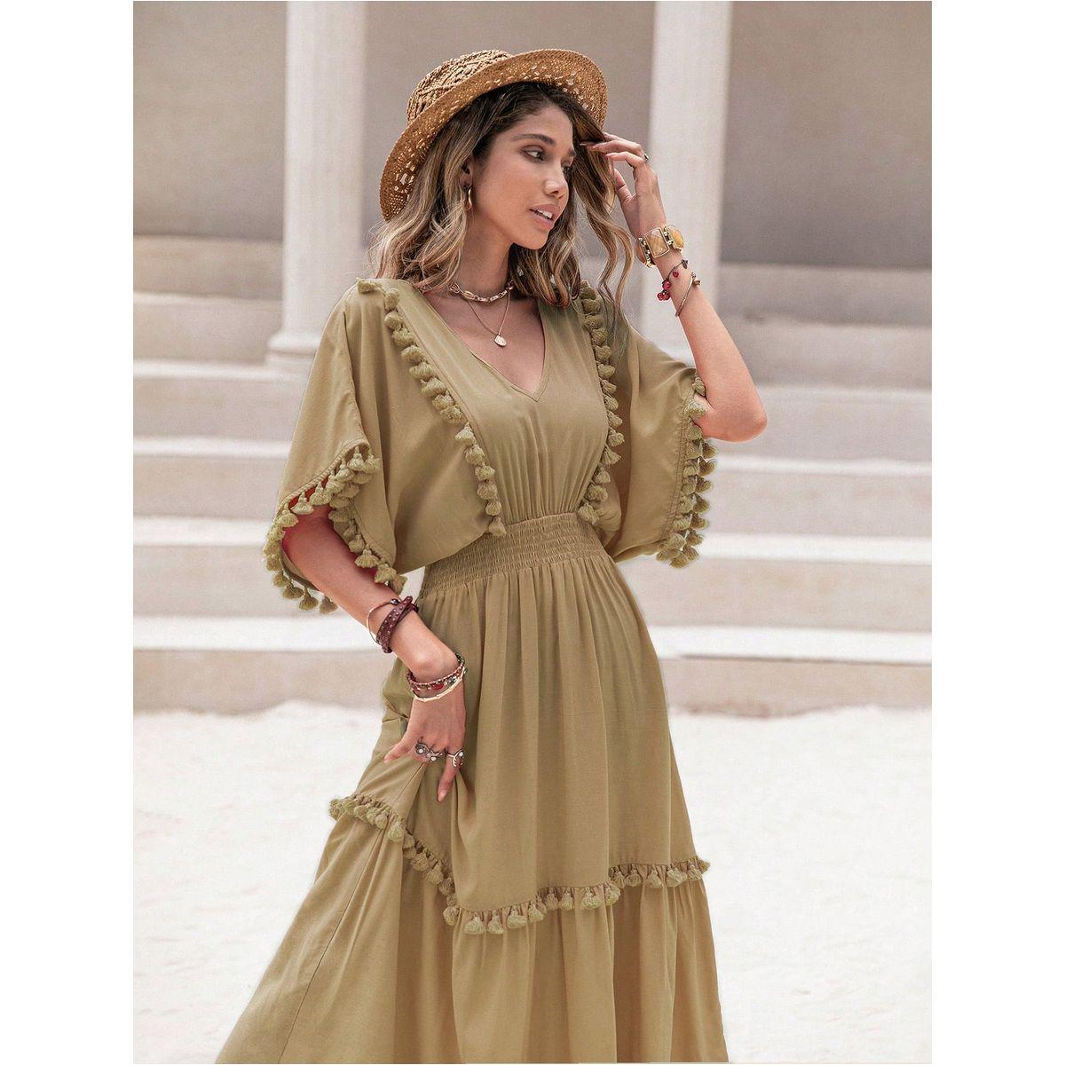 فستان ميدي مزين بشراشيب رَستي دَستي × ستايلي-women-clothing-dresses-image-6