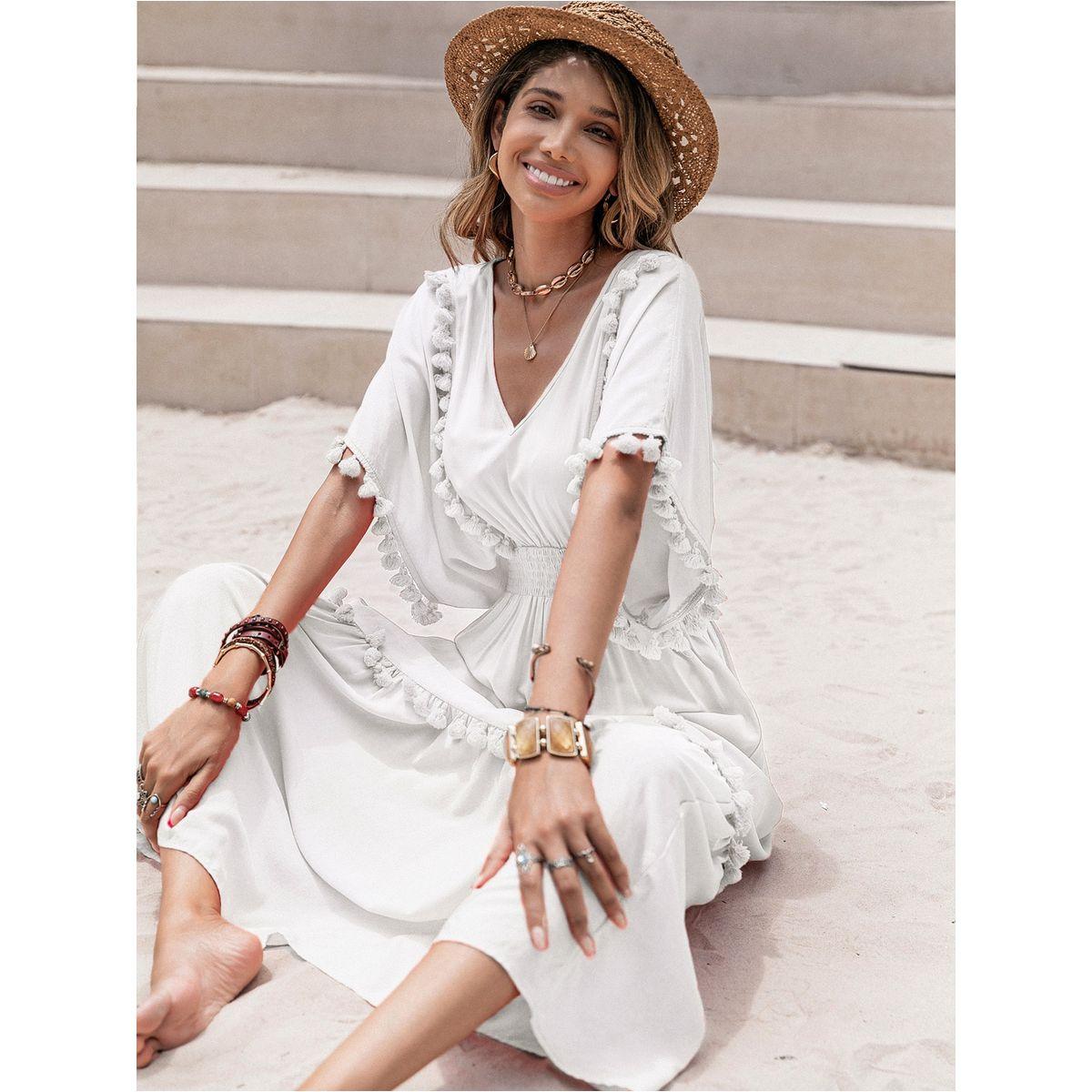 فستان ميدي بحافة واسعة وشراشيب رَستي دَستي × ستايلي-women-clothing-dresses-image-2