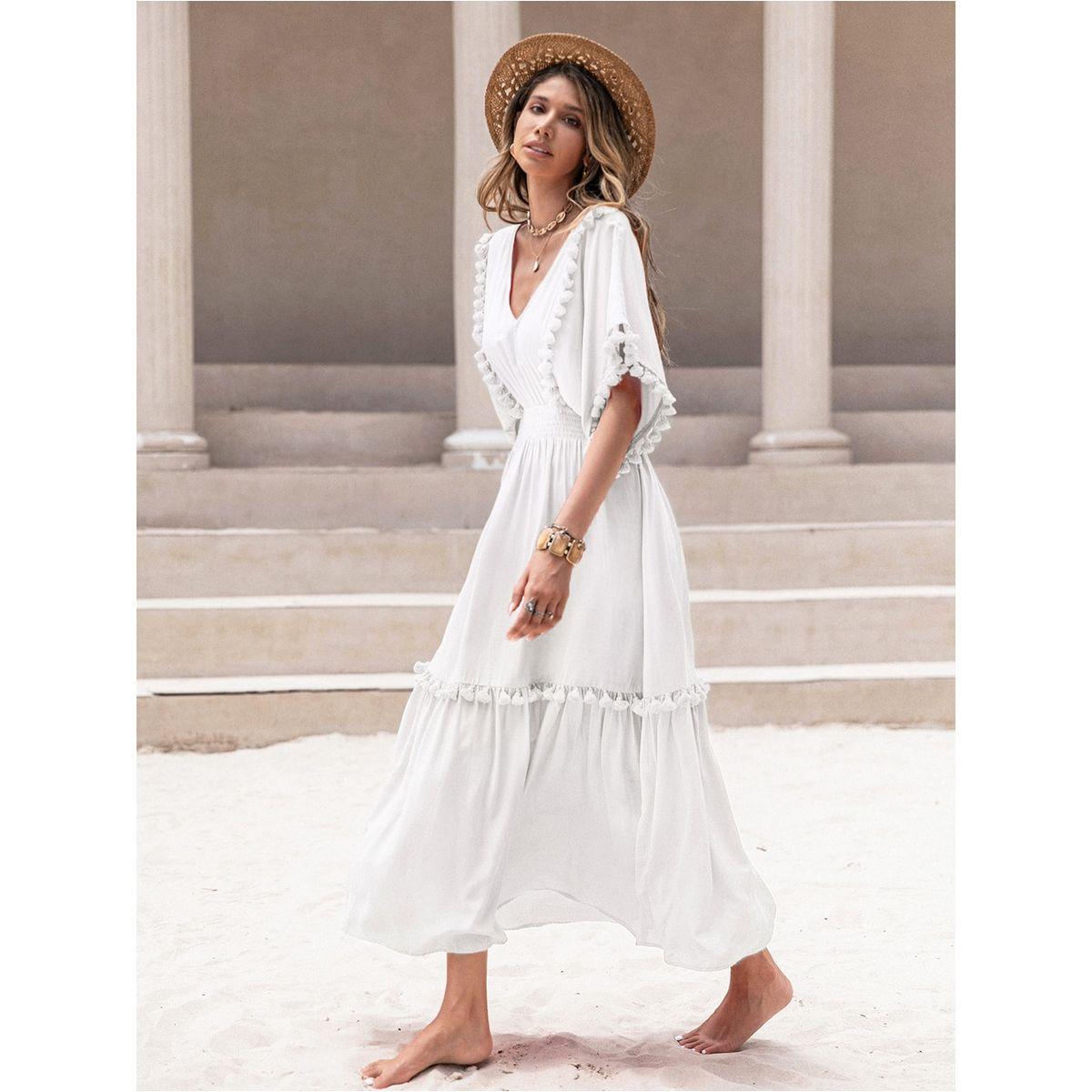 فستان ميدي بحافة واسعة وشراشيب رَستي دَستي × ستايلي-women-clothing-dresses-image-1