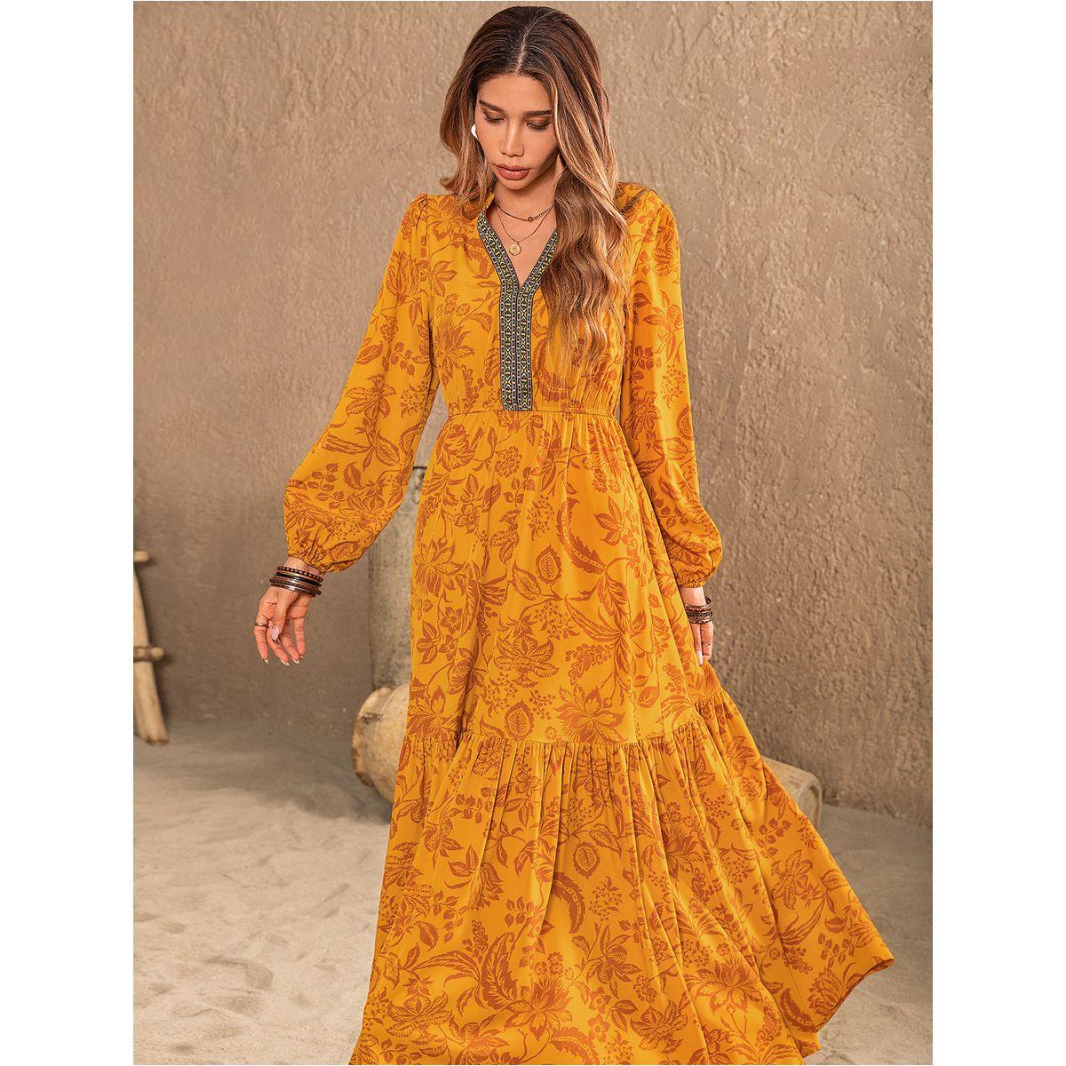 Russty Dustty X Styli Russty Dustty Floral Print Cuffed Sleeve A-Line Maxi Dress-women-clothing-dresses-image-4