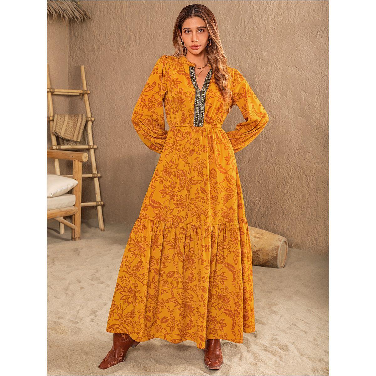 Russty Dustty X Styli Russty Dustty Floral Print Cuffed Sleeve A-Line Maxi Dress-women-clothing-dresses-image-5