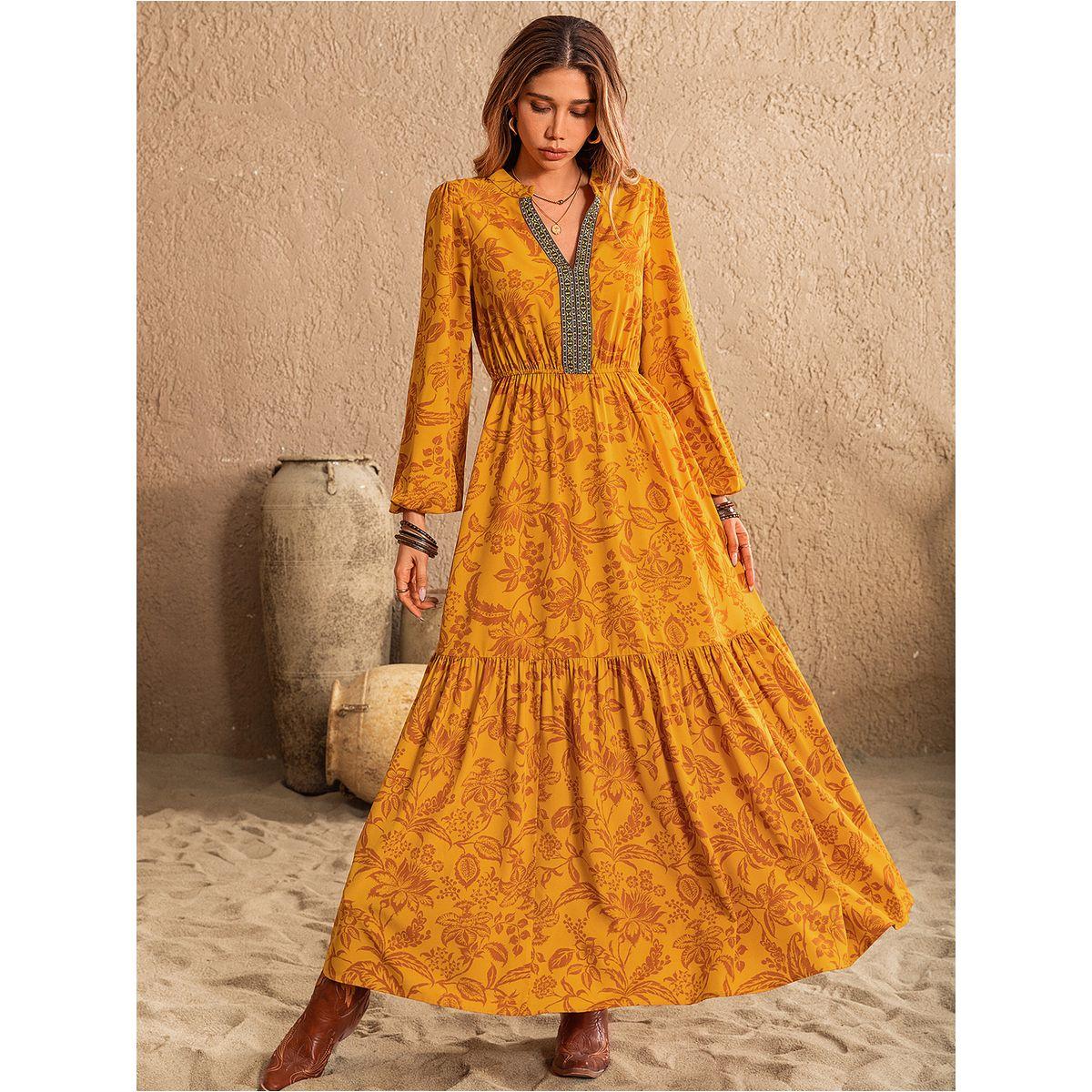 Russty Dustty X Styli Russty Dustty Floral Print Cuffed Sleeve A-Line Maxi Dress-women-clothing-dresses-image-7