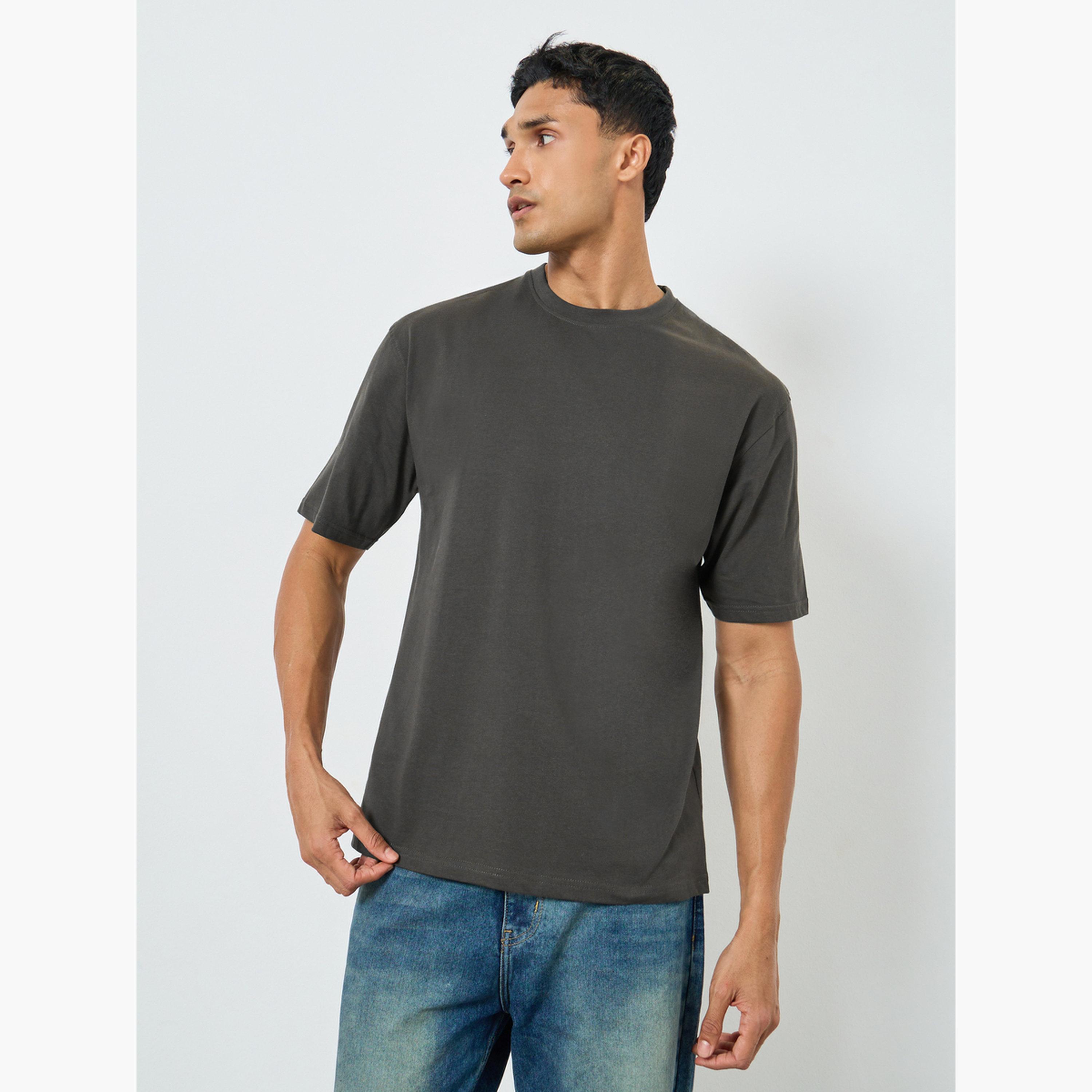 Styli Men Grey Graphic Print Oversized Cotton T-Shirt-men-clothing-tshirtsandpolos-tshirts-image-1