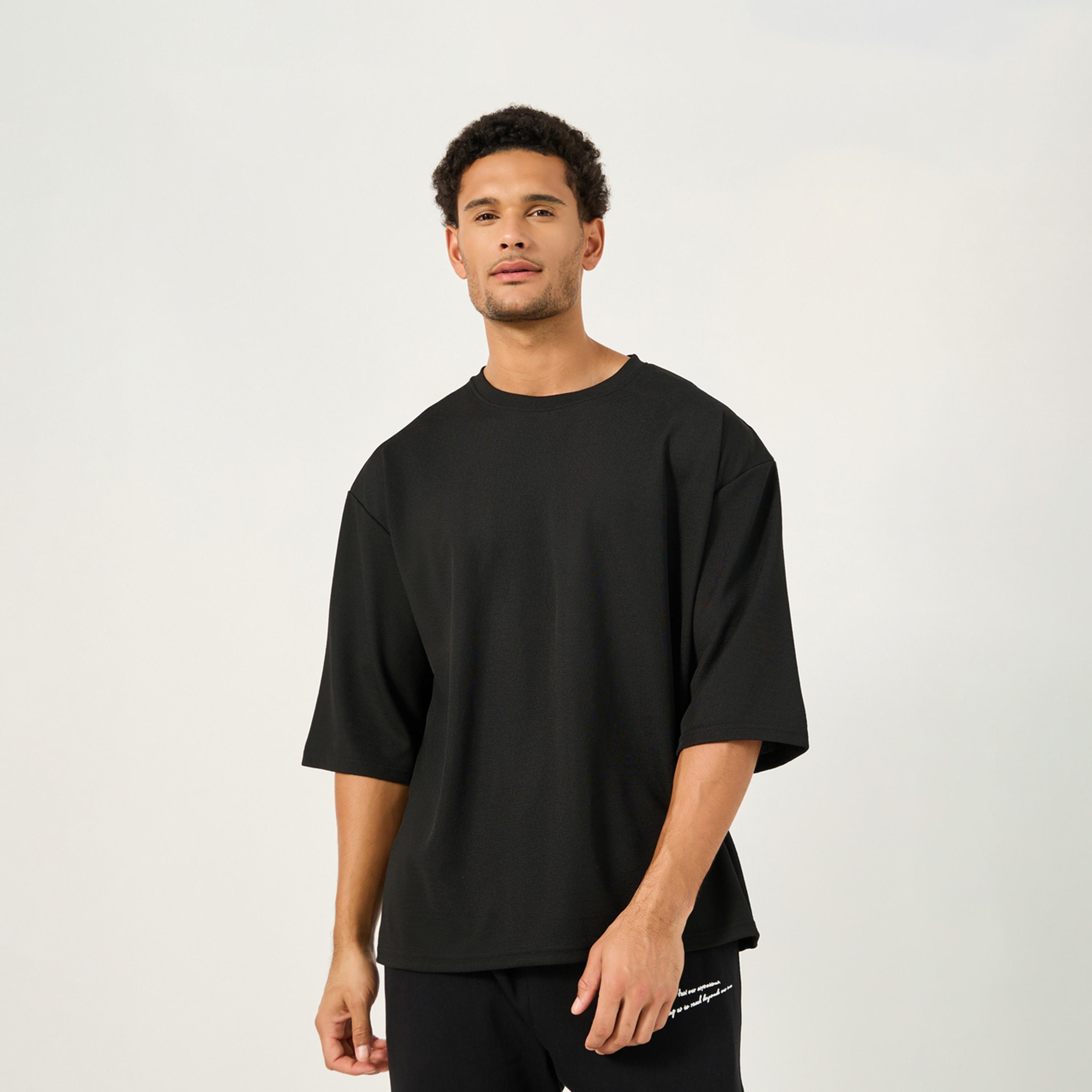 Styli Solid Regular Fit Cotton Crew Neck T-Shirt-men-clothing-tshirtsandpolos-tshirts-image-1