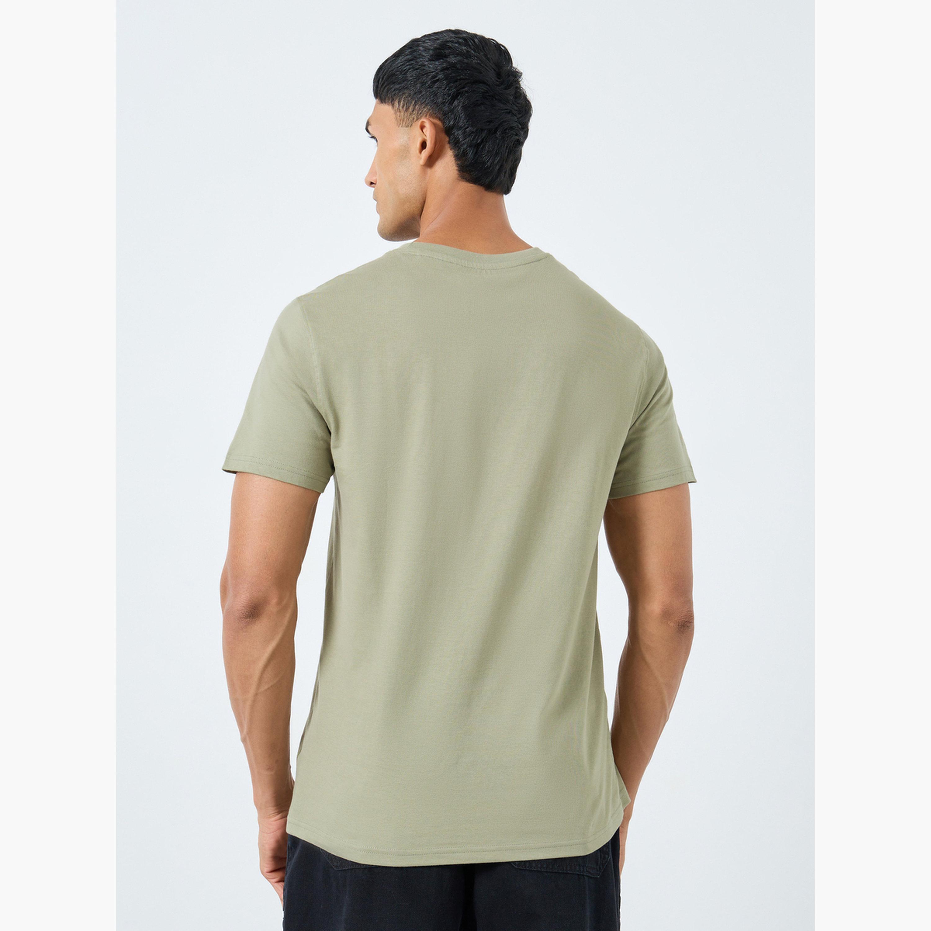Styli Me Khaki Embroidered Slogan Cotton T-Shirt-men-clothing-tshirtsandpolos-tshirts-image-4