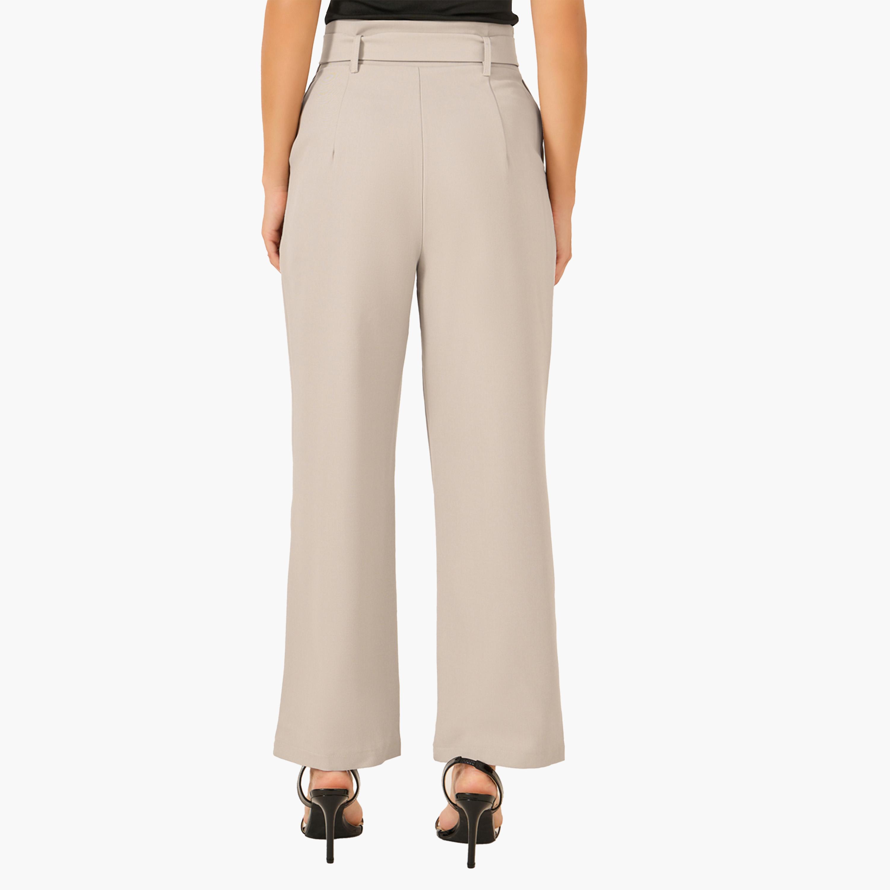 Styli High Rise Tapered Fit Belted Pants-women-clothing-bottoms-trousers-image-4