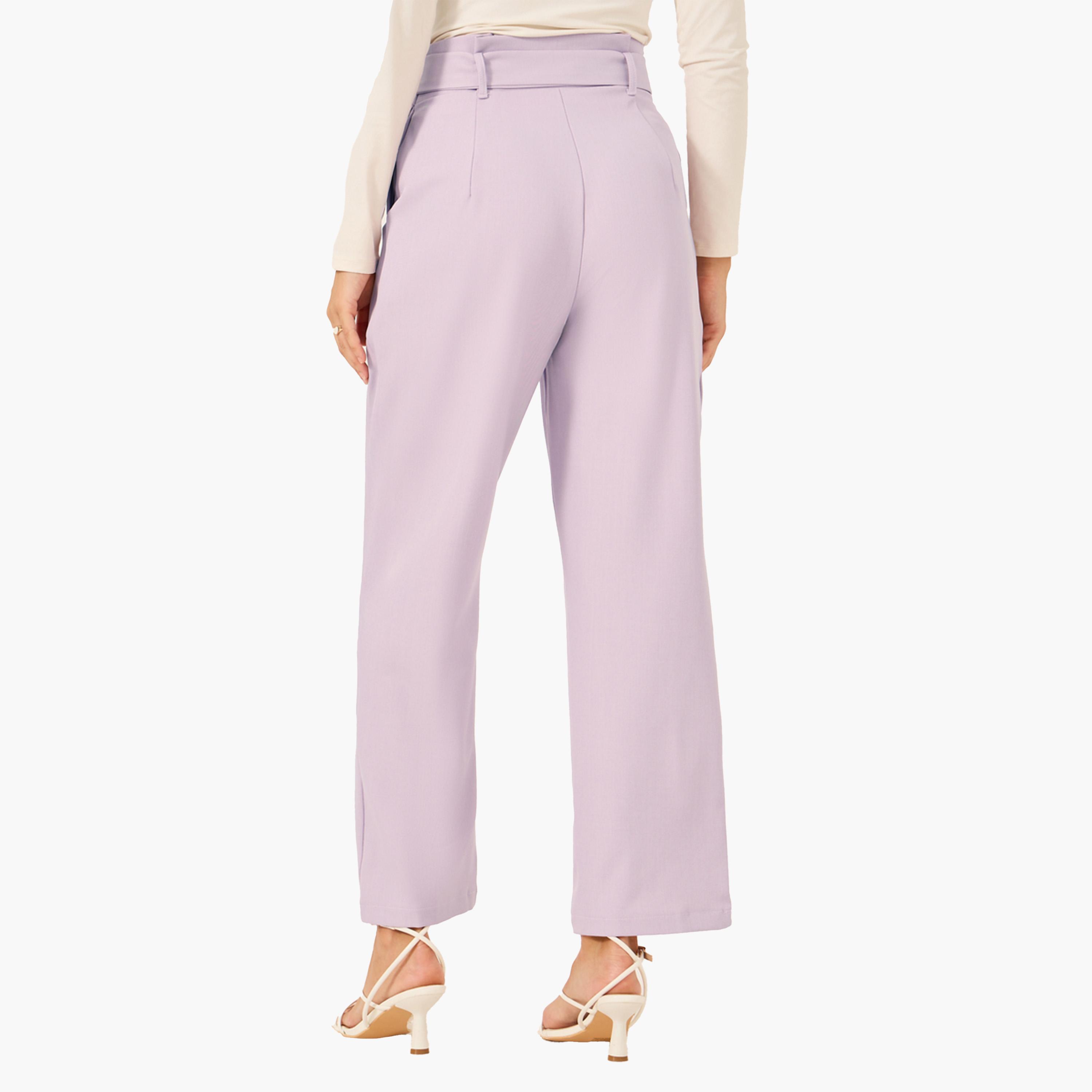 Styli High Rise Tapered Fit Belted Pants-women-clothing-bottoms-trousers-image-4