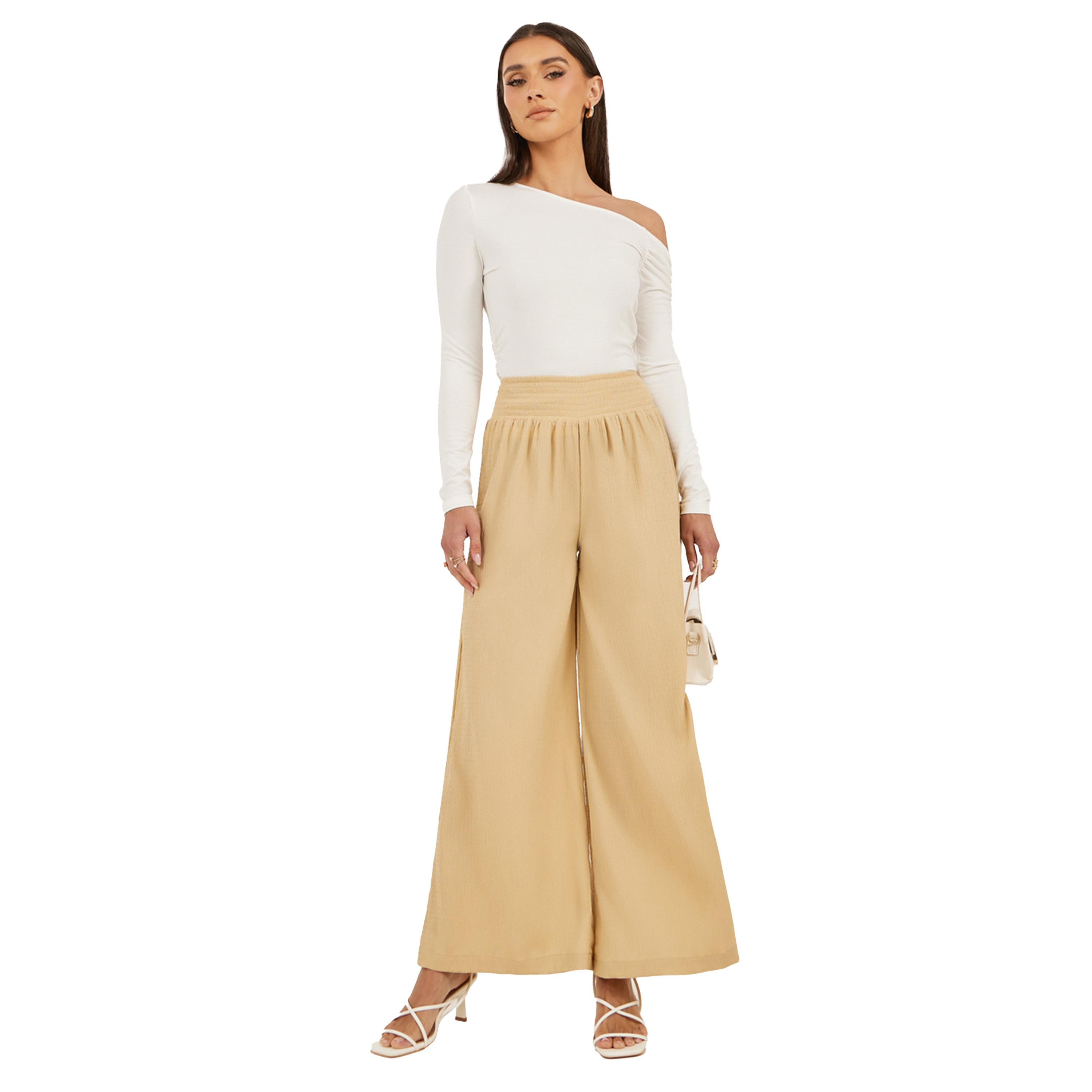 ستايلي -  بنطال ساق واسعة بخصر متوسط الارتفاع-women-clothing-bottoms-trousers-image-1