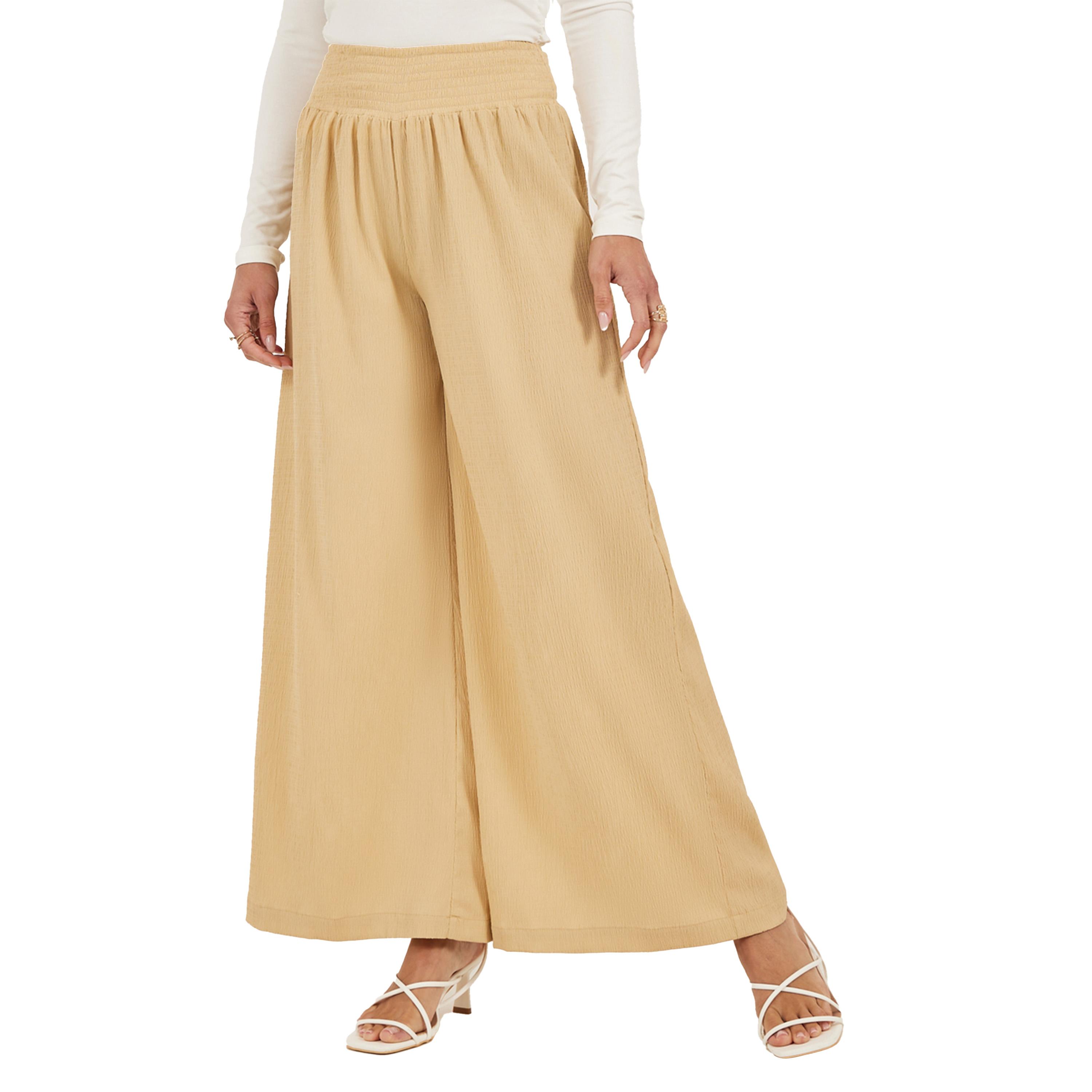 ستايلي -  بنطال ساق واسعة بخصر متوسط الارتفاع-women-clothing-bottoms-trousers-image-2