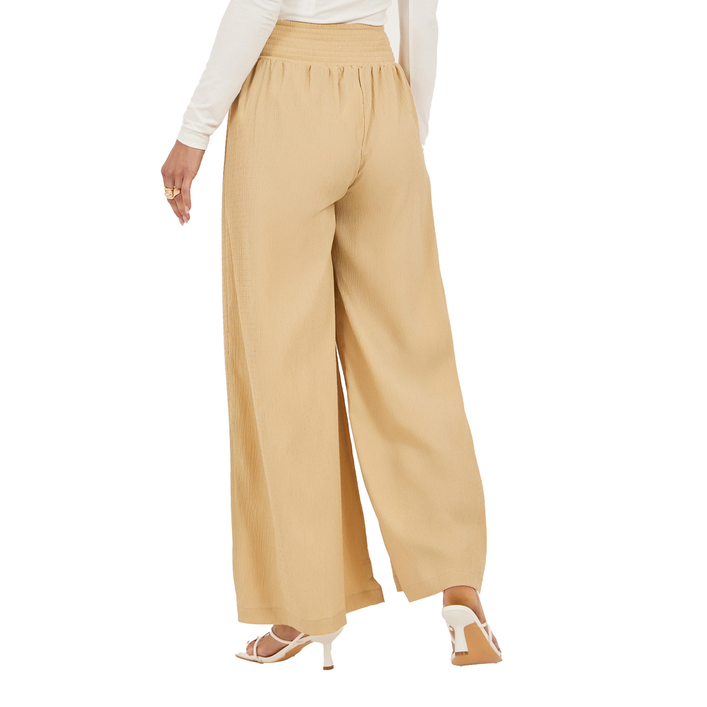 ستايلي -  بنطال ساق واسعة بخصر متوسط الارتفاع-women-clothing-bottoms-trousers-image-4