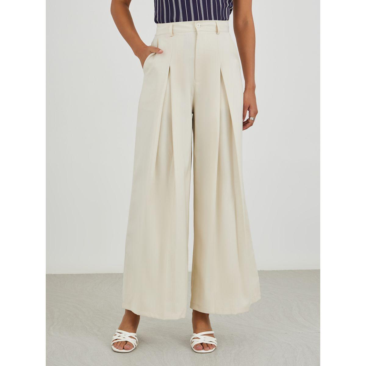 Styli Solid High Rise Inverted Pleated Wide Leg Pants-women-clothing-bottoms-trousers-image-2