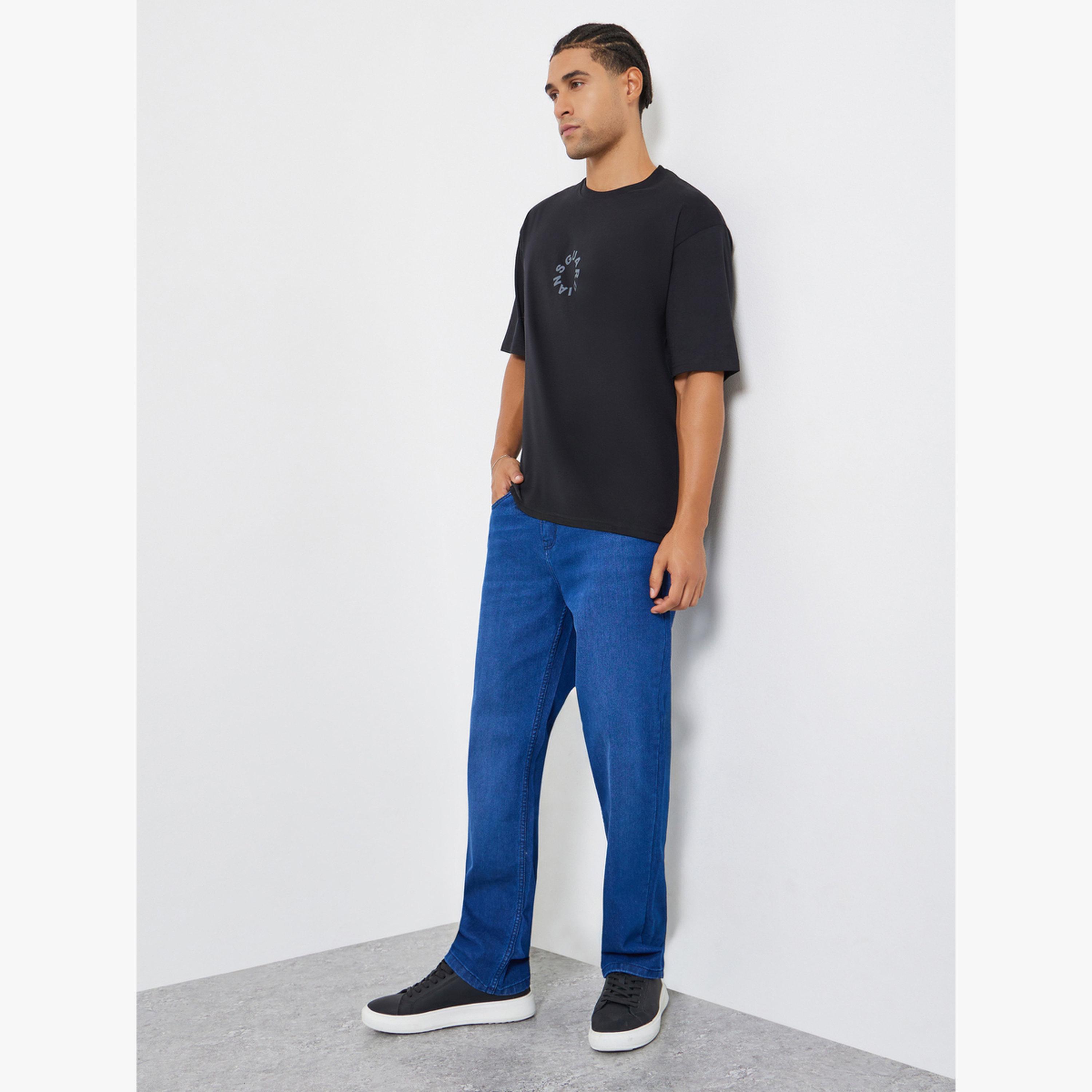 تيشيرت واسع بطبعة كتابة وأكمام قصيرة-men-clothing-tshirtsandpolos-tshirts-image-2