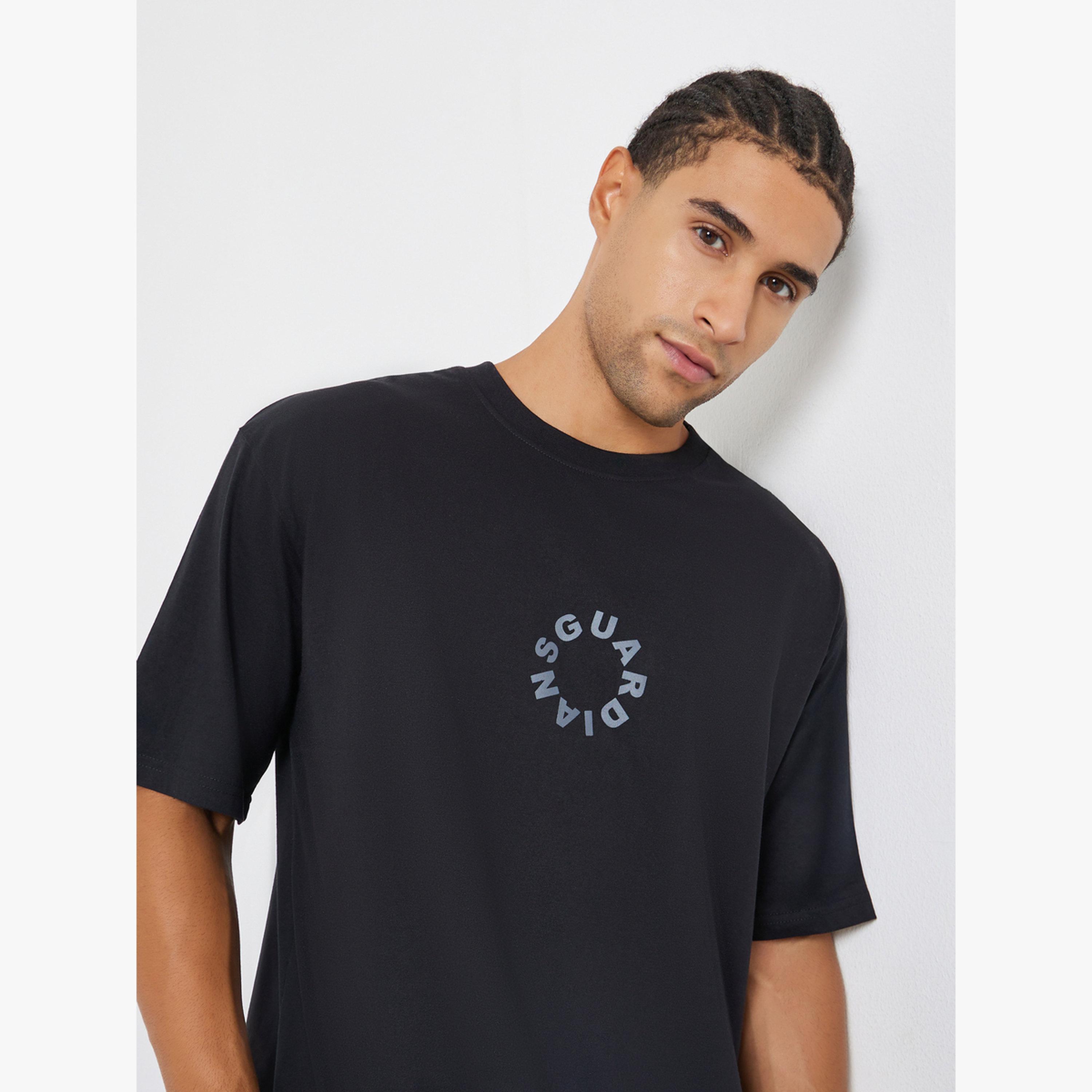 Styli Men Black Slogan Print Oversized T-Shirt-men-clothing-tshirtsandpolos-tshirts-image-4