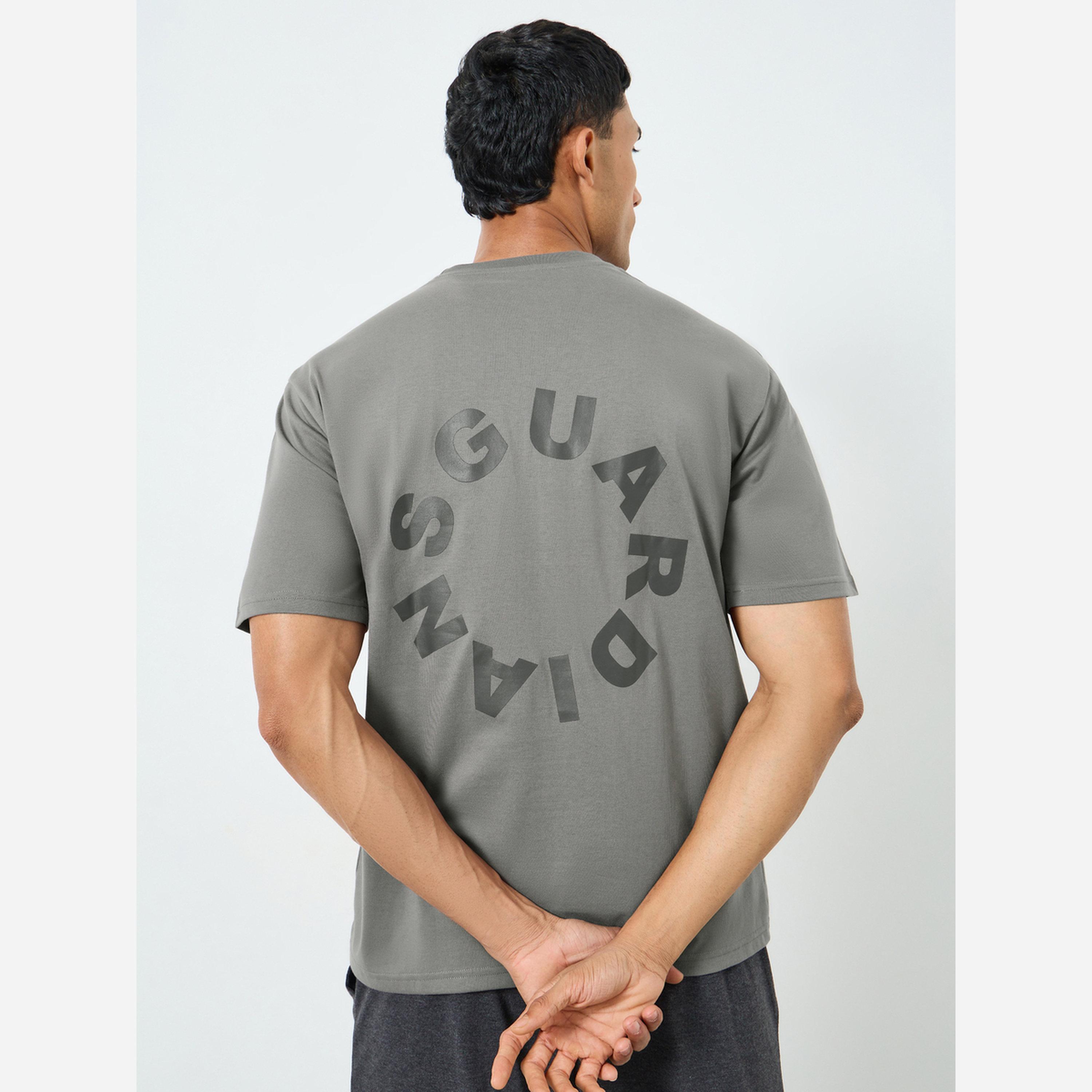 Styli Men Grey Oversized Slogan Print T-Shirt-men-clothing-tshirtsandpolos-tshirts-image-5