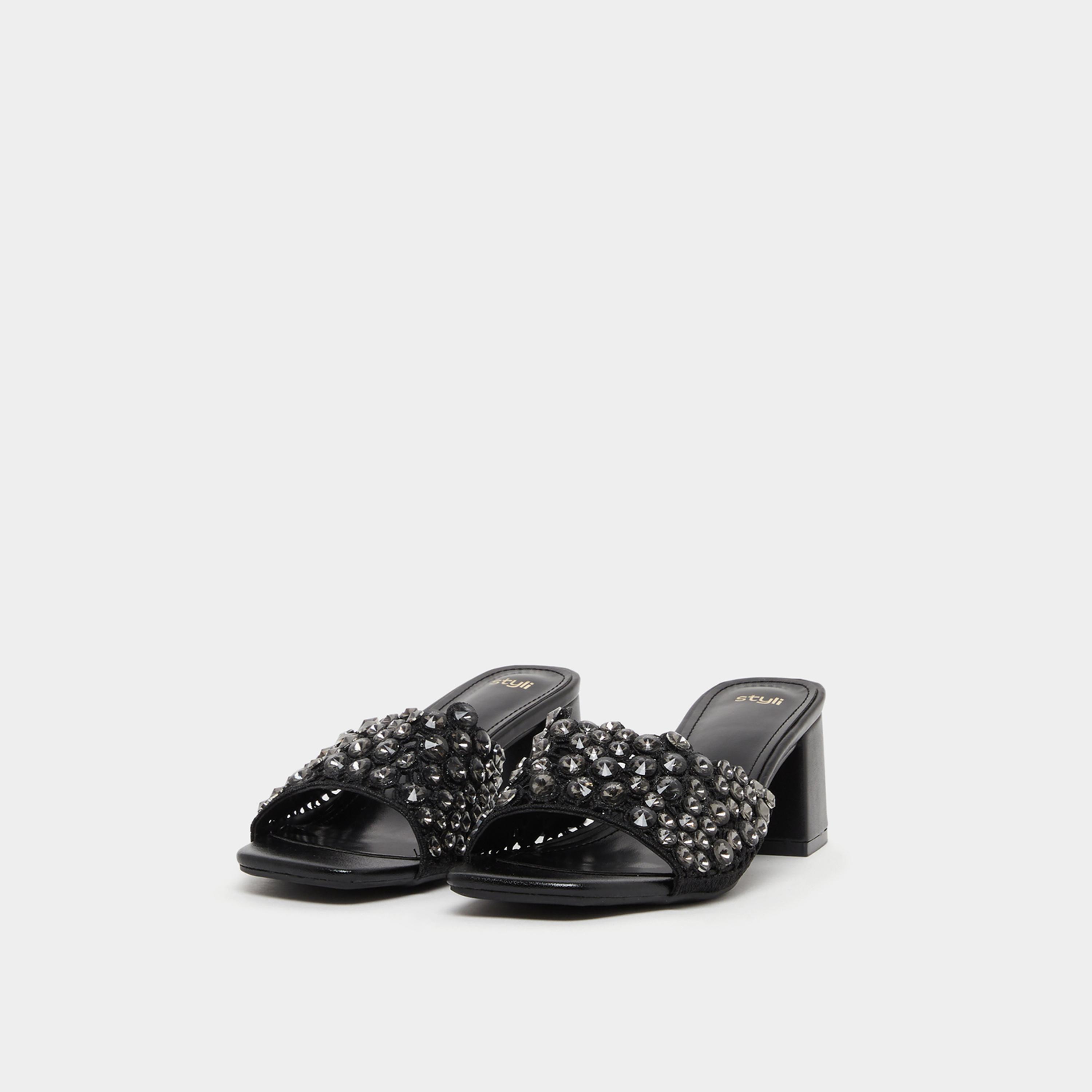 Styli Embellished Wide Strap Block Heel Sandals-women-shoes-sandals-heeled-image-2
