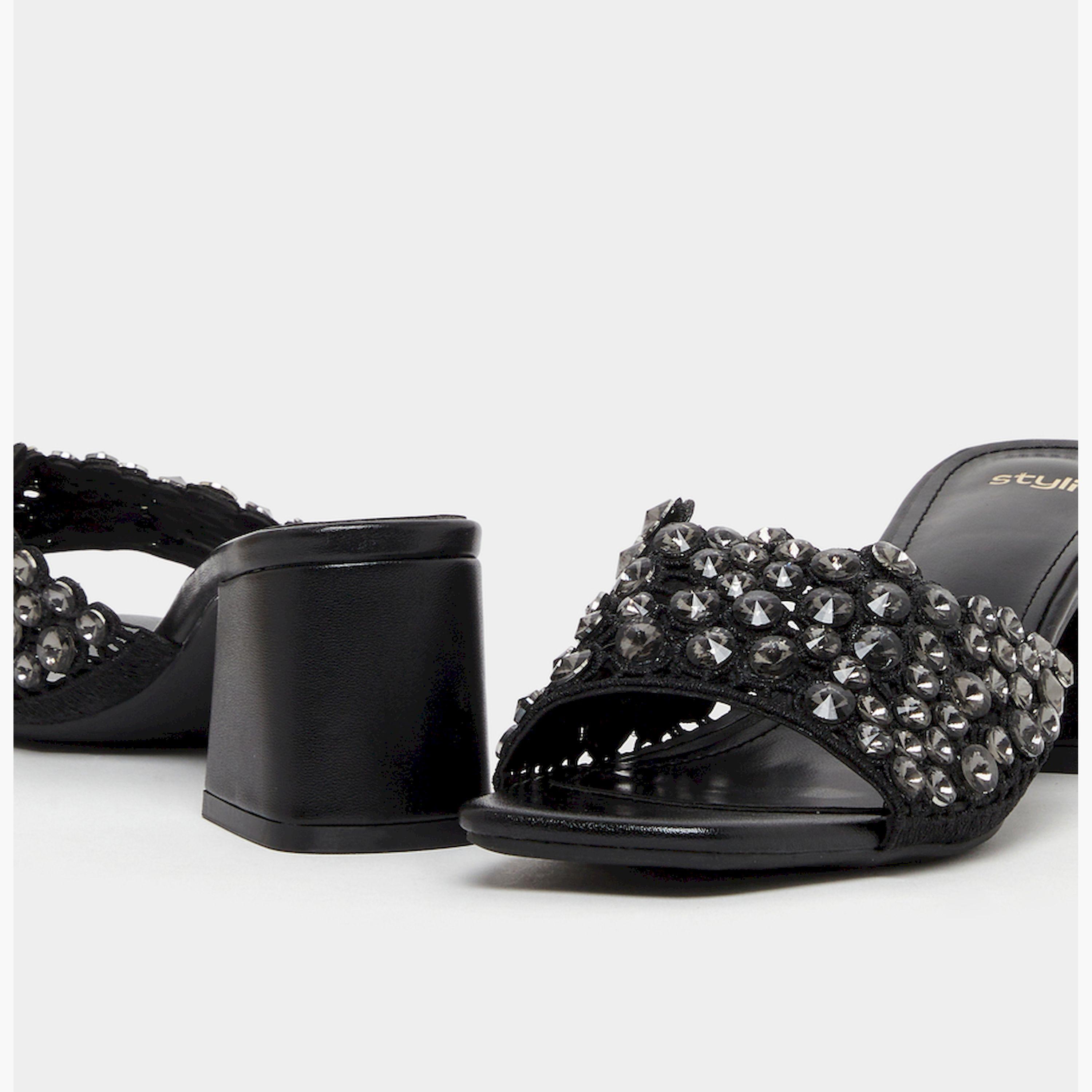 Styli Embellished Wide Strap Block Heel Sandals-women-shoes-sandals-heeled-image-3