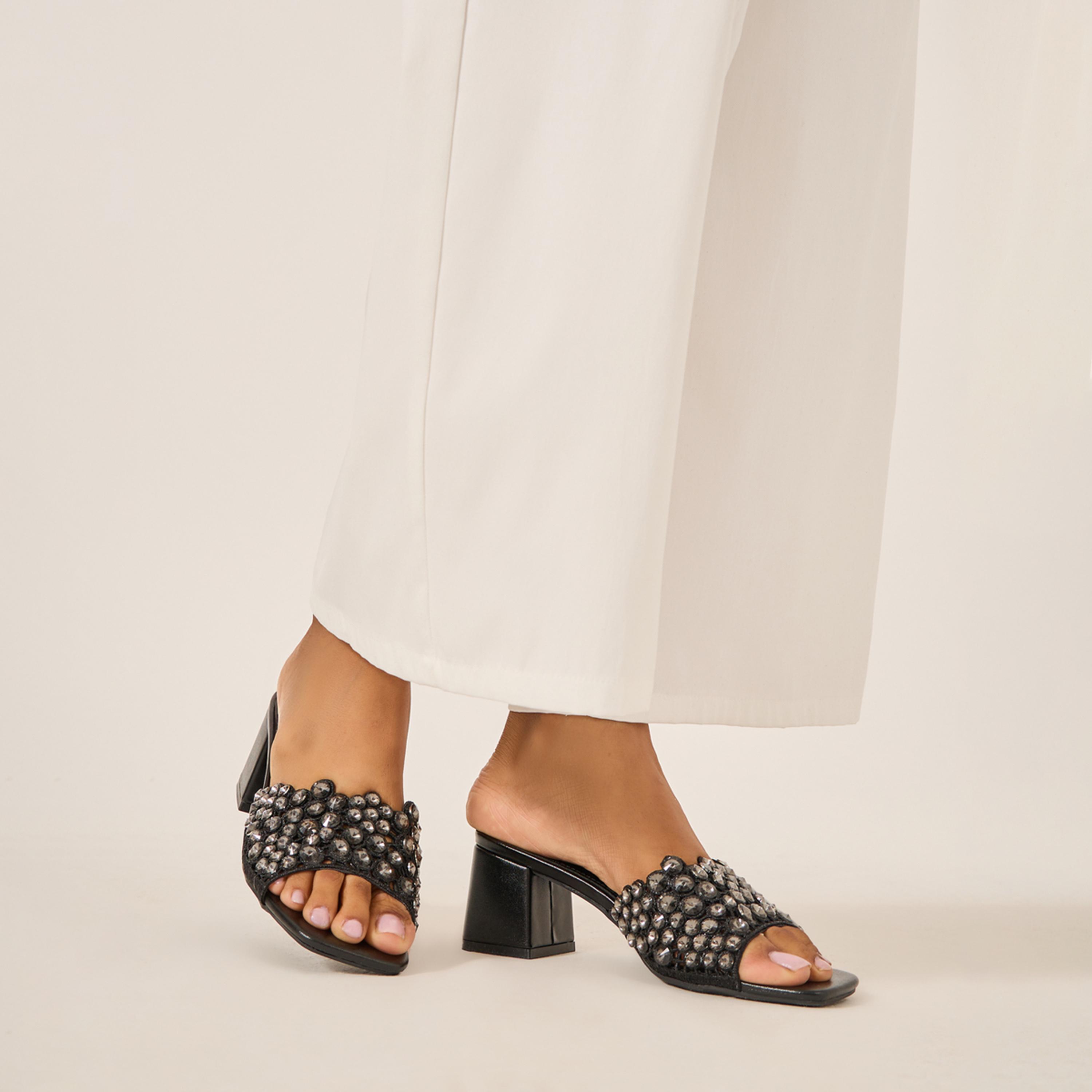Styli Embellished Wide Strap Block Heel Sandals-women-shoes-sandals-heeled-image-7