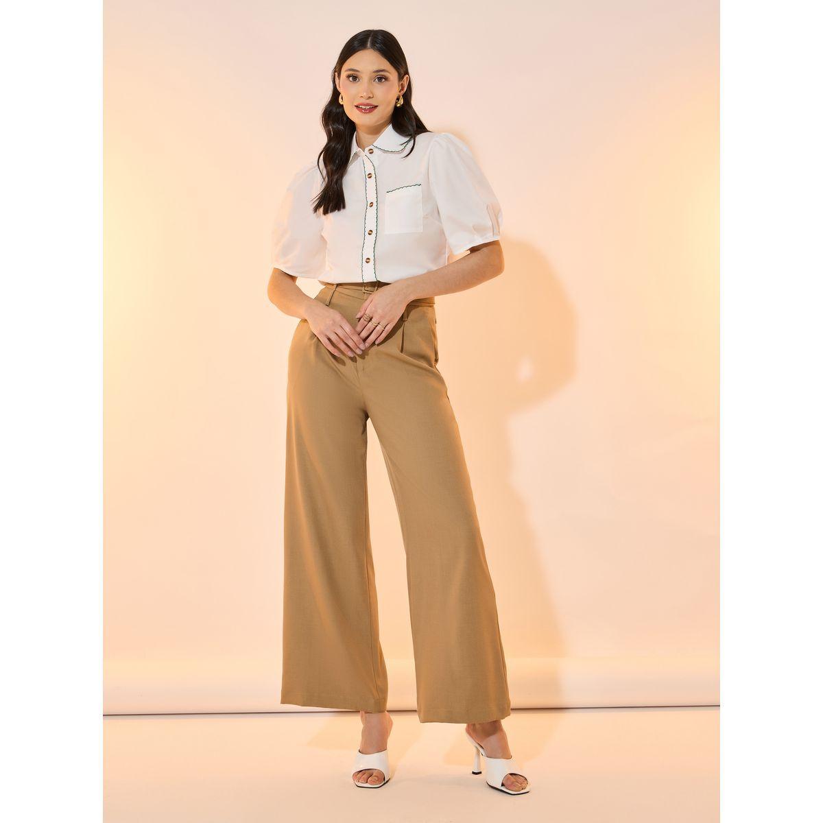 Take Two Contrast Trim Collared Shirt with Button Placket-women-clothing-shirtsandblouses-shirts-image-2