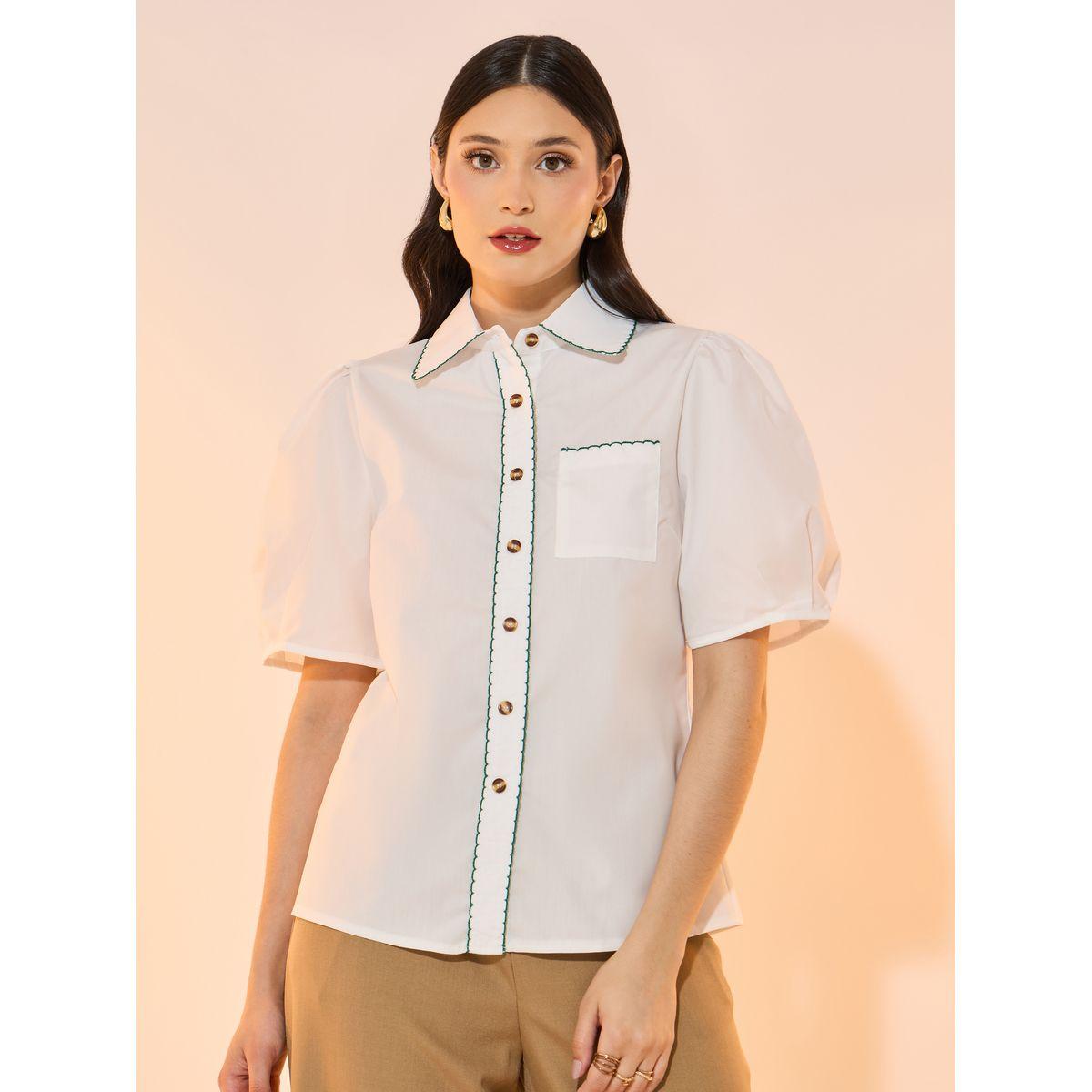 Take Two Contrast Trim Collared Shirt with Button Placket-women-clothing-shirtsandblouses-shirts-image-3