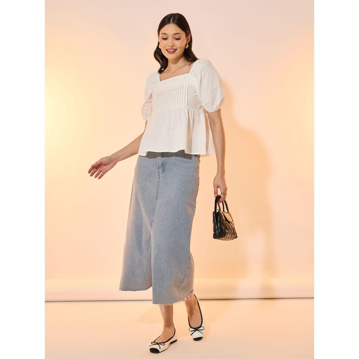 Take Two Solid Square Neck Blouse with Pintuck Detail-women-clothing-shirtsandblouses-blouses-image-2