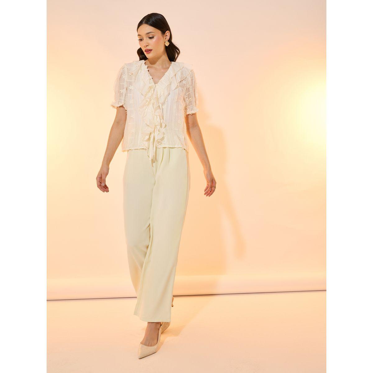 بلوزة بأكمام قصيرة وتفاصيل كشكش-women-clothing-shirtsandblouses-shirts-image-2