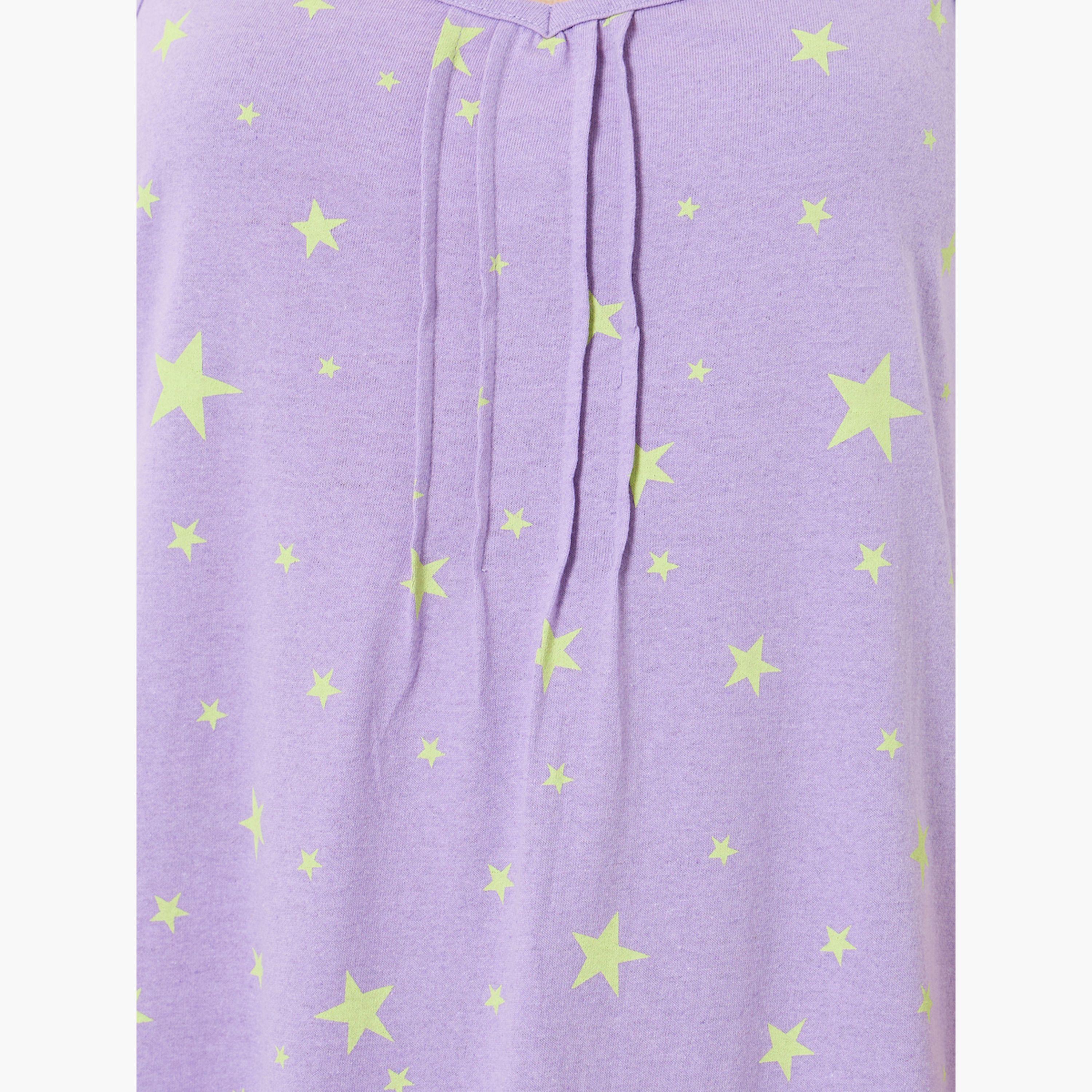 طقم من قطعتين قميص نوم مطبوع بحمالات-women-clothing-nightwear-nighties-image-6