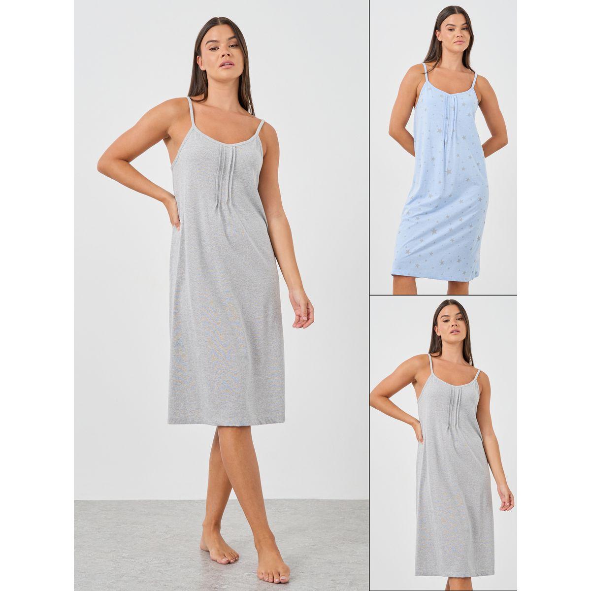 مجموعة من 2 قميص نوم بتفاصيل محزوزة-women-clothing-nightwear-nighties-image-1