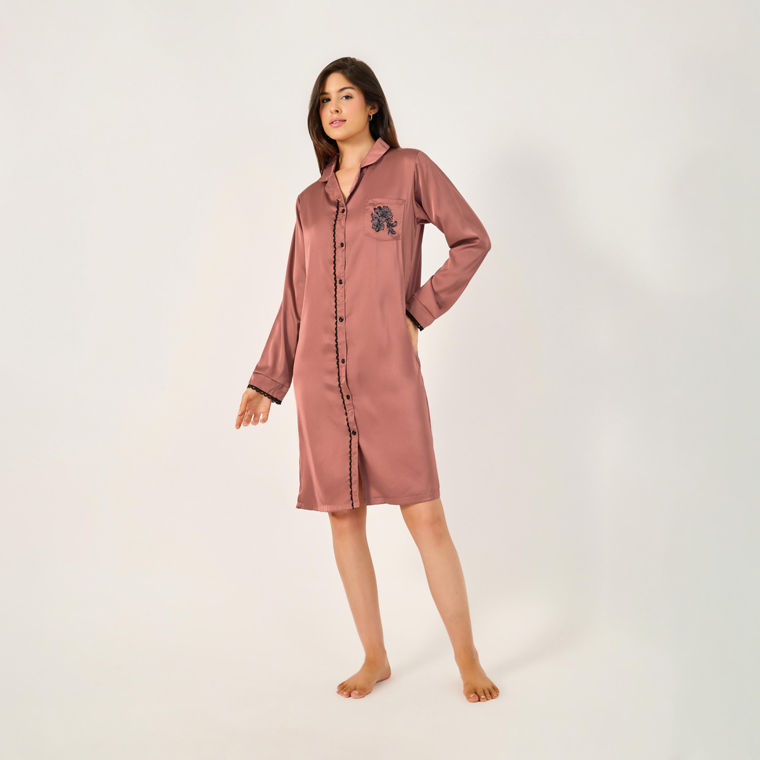 Styli Lace Pocket Detail Nightshirt-women-clothing-nightwear-nighties-image-2