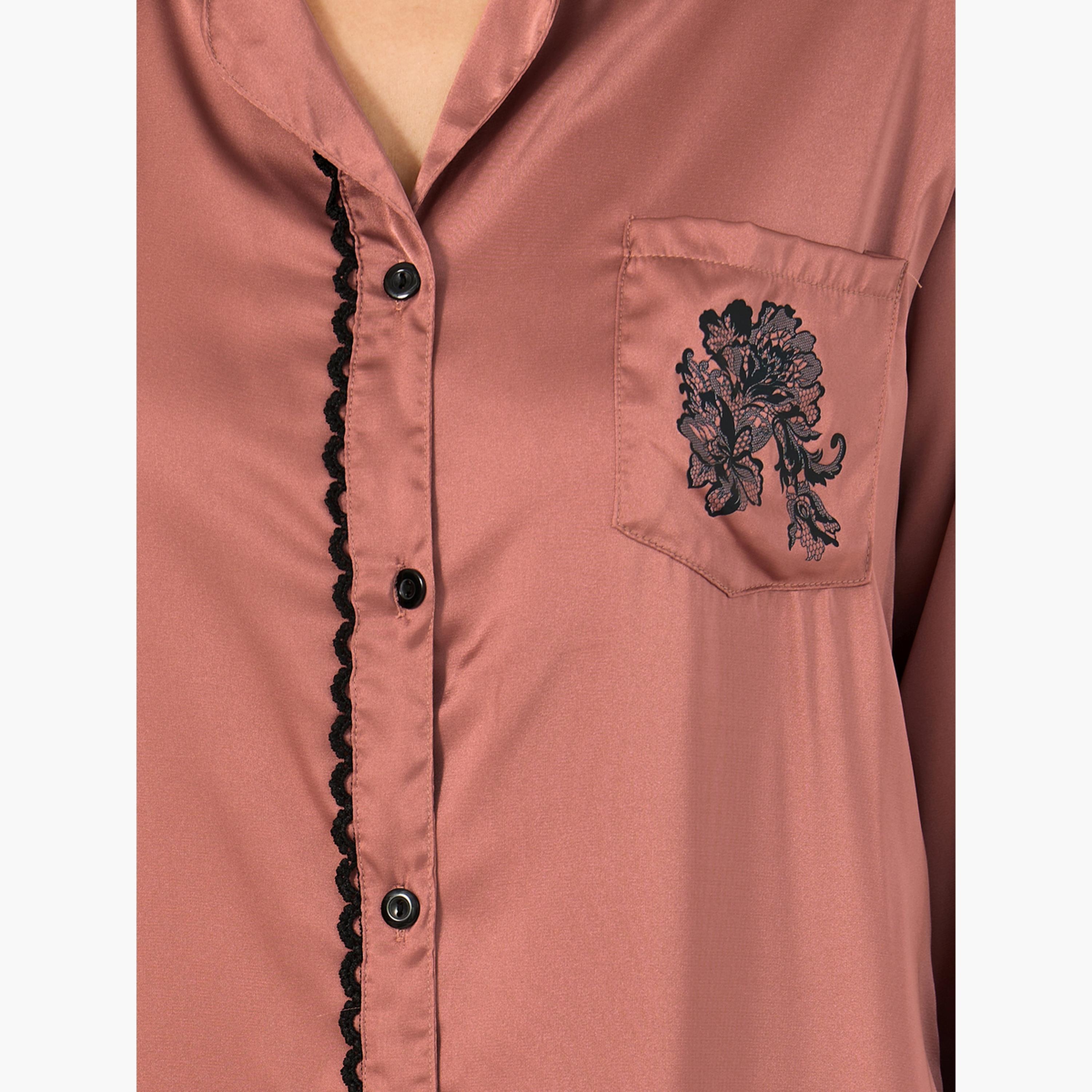 ستايلي - قميص نوم من الدانتيل بتفاصيل جيب-women-clothing-nightwear-nighties-image-3
