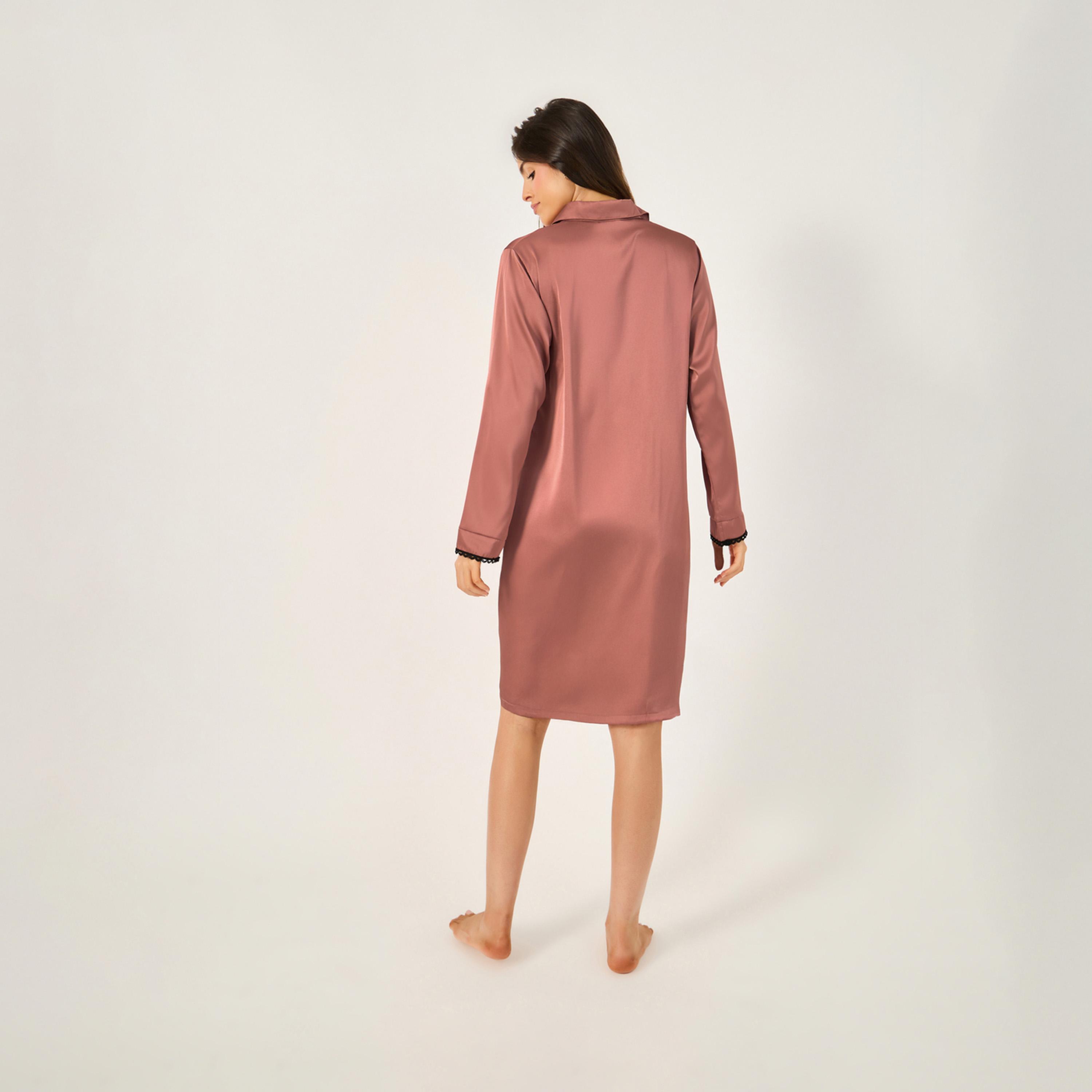 Styli Lace Pocket Detail Nightshirt-women-clothing-nightwear-nighties-image-4