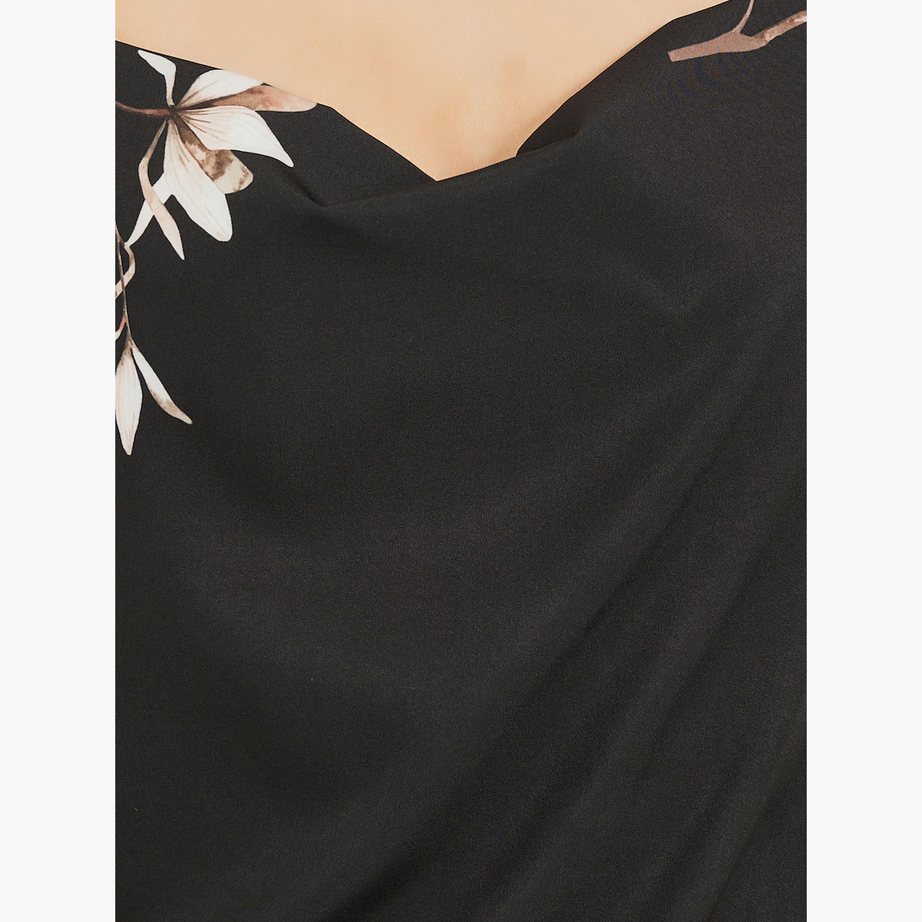 Styli Floral Print Cowl Neck Satin Slip Dress with Deep V Back-women-clothing-nightwear-nighties-image-3