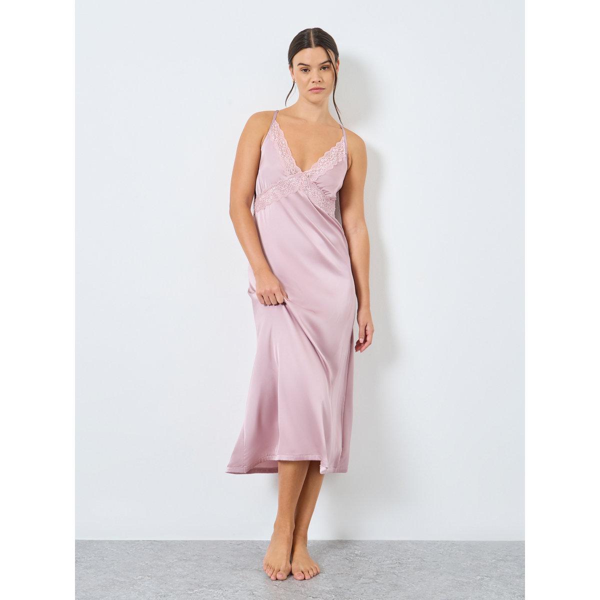 قميص نوم ساتان بتفاصيل دانتيل-women-clothing-nightwear-nighties-image-1