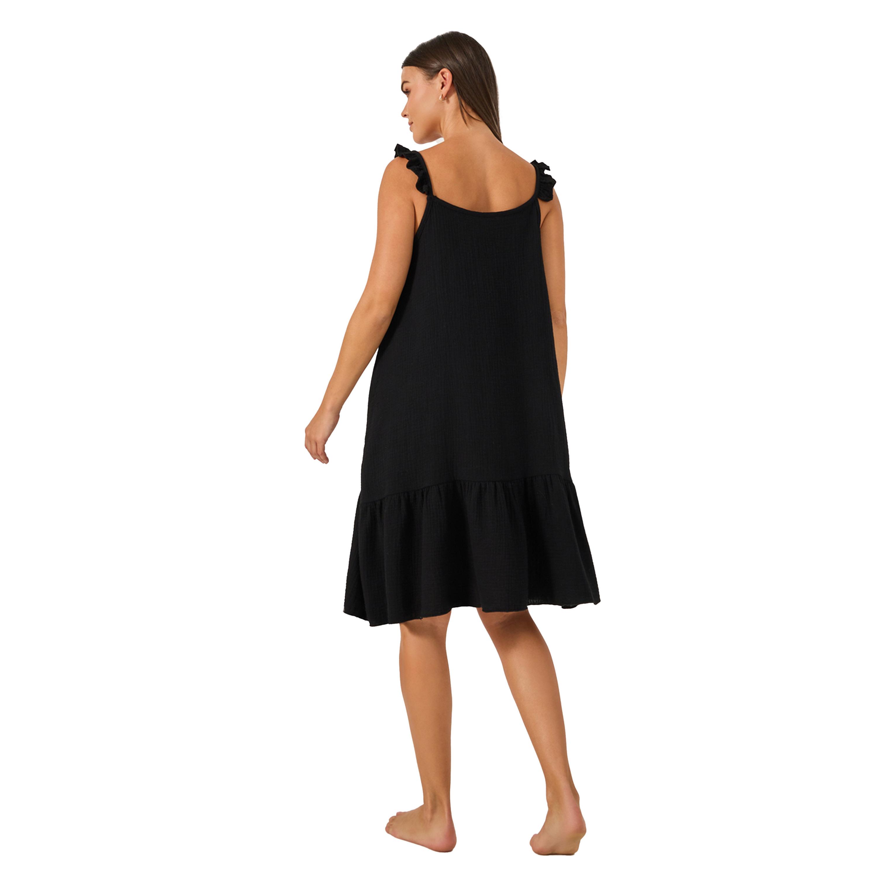 ستايلي -  فستان سهل الارتداء برقبة دائرية وحواف مكشكشة-women-clothing-nightwear-nighties-image-4