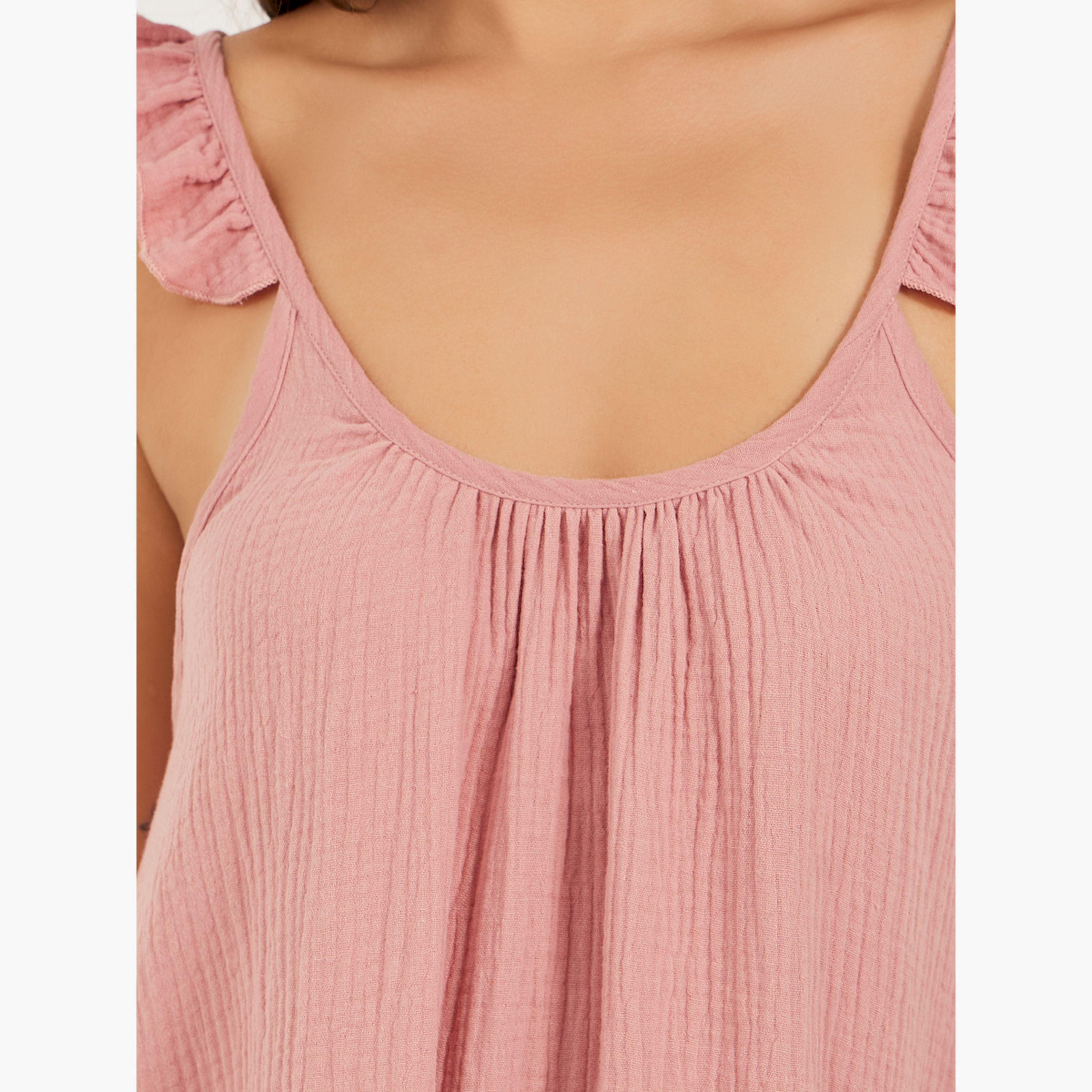 ستايلي - فستان سهل الارتداء برقبة دائرية وحواف كشكش-women-clothing-nightwear-nighties-image-3