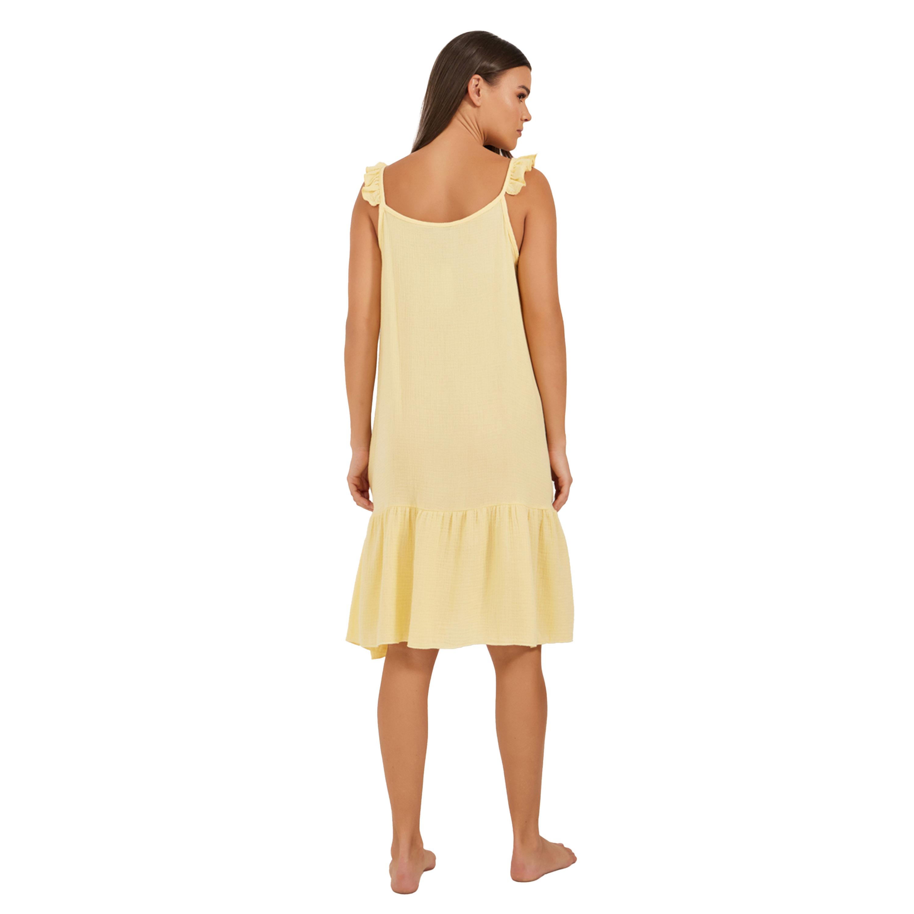 ستايلي -  فستان سهل الارتداء برقبة دائرية وحواف مكشكشة-women-clothing-nightwear-nighties-image-4