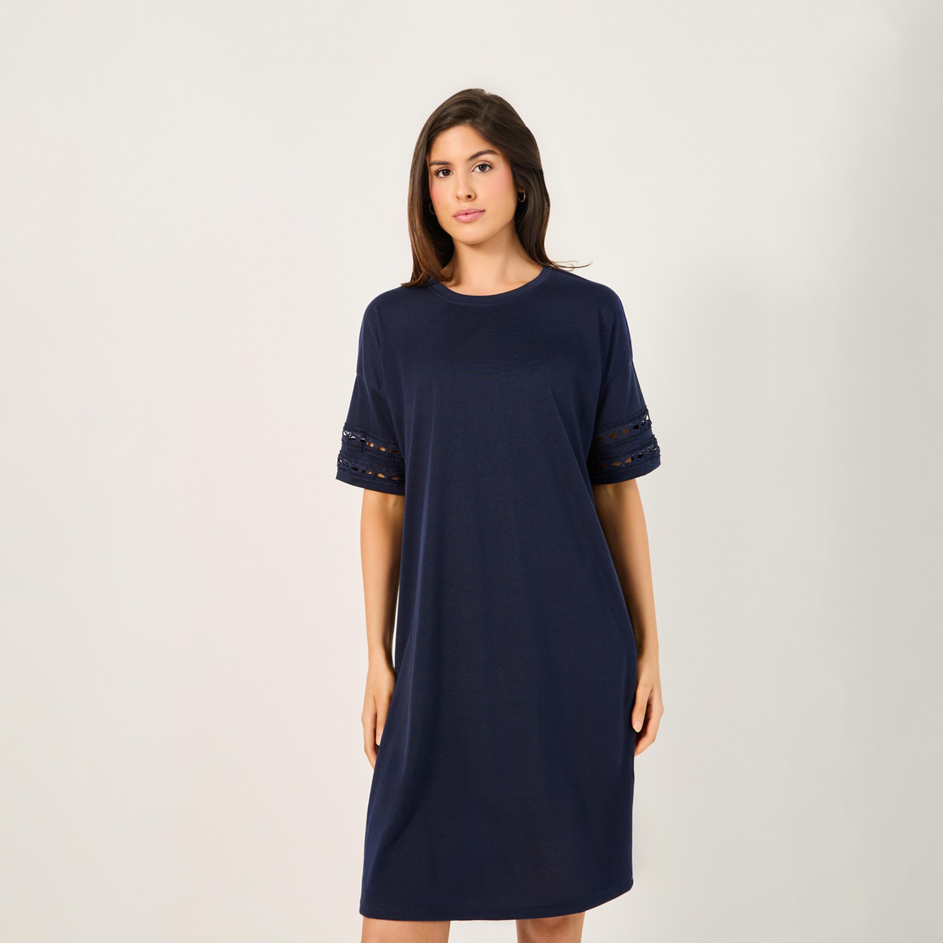 Styli Lace Broderie Trim Nightdress-women-clothing-nightwear-nighties-image-2