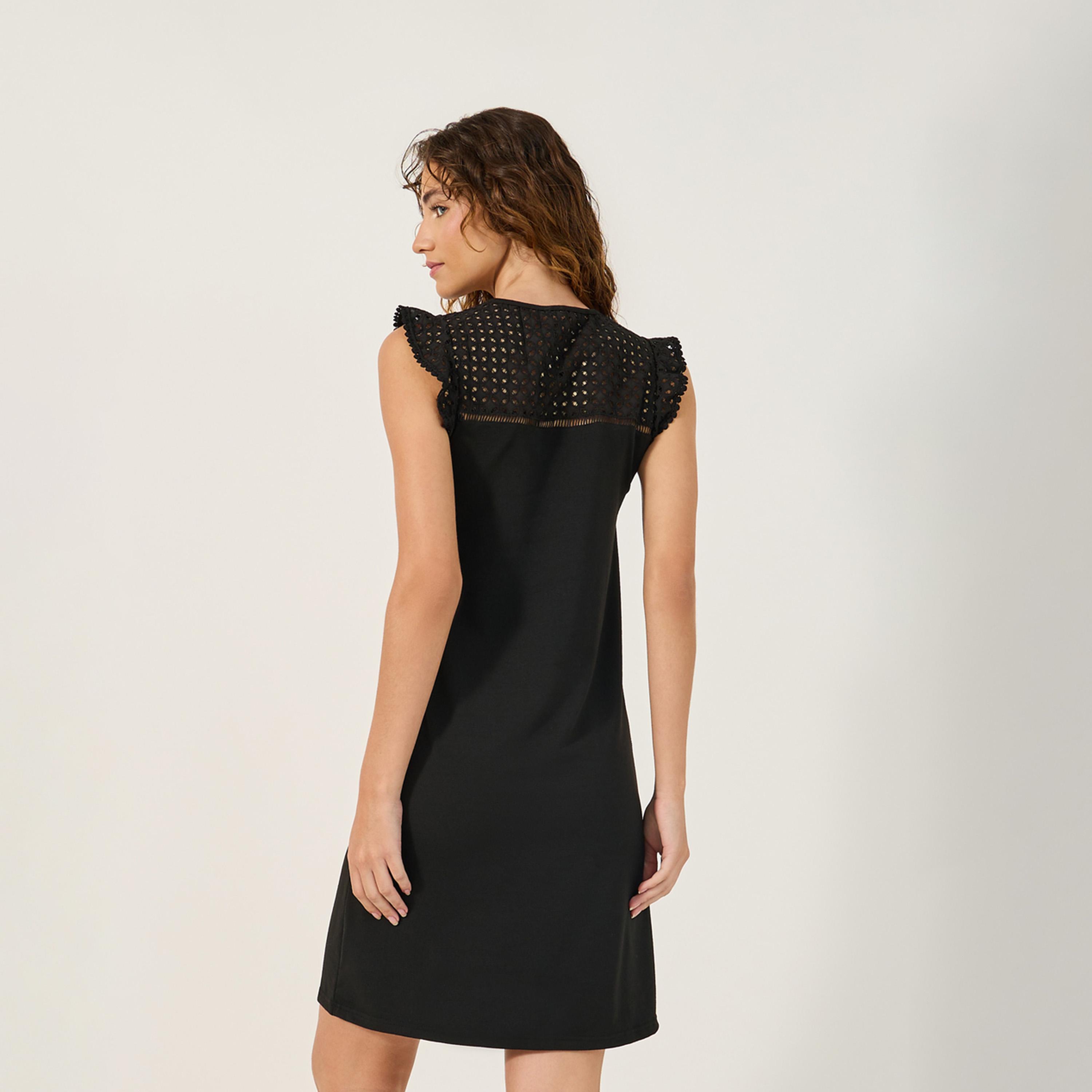 ستايلي - أنوايند فستان نوم بطول الركبة مع حافة كرات صوفية شيفلي-women-clothing-nightwear-nighties-image-4
