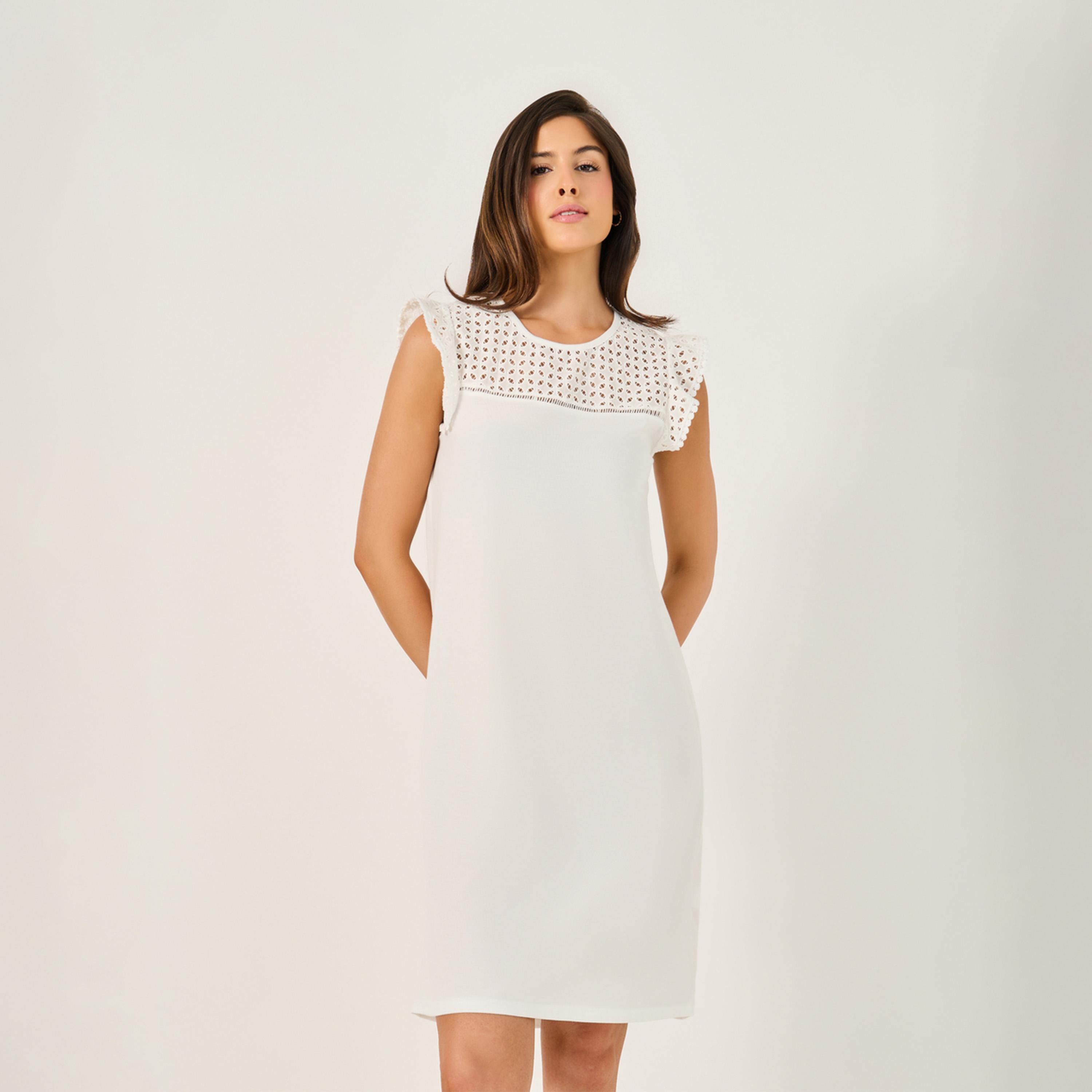 ستايلي - فستان نوم شيفلي مزين بكرات صوفية-women-clothing-nightwear-nighties-image-1
